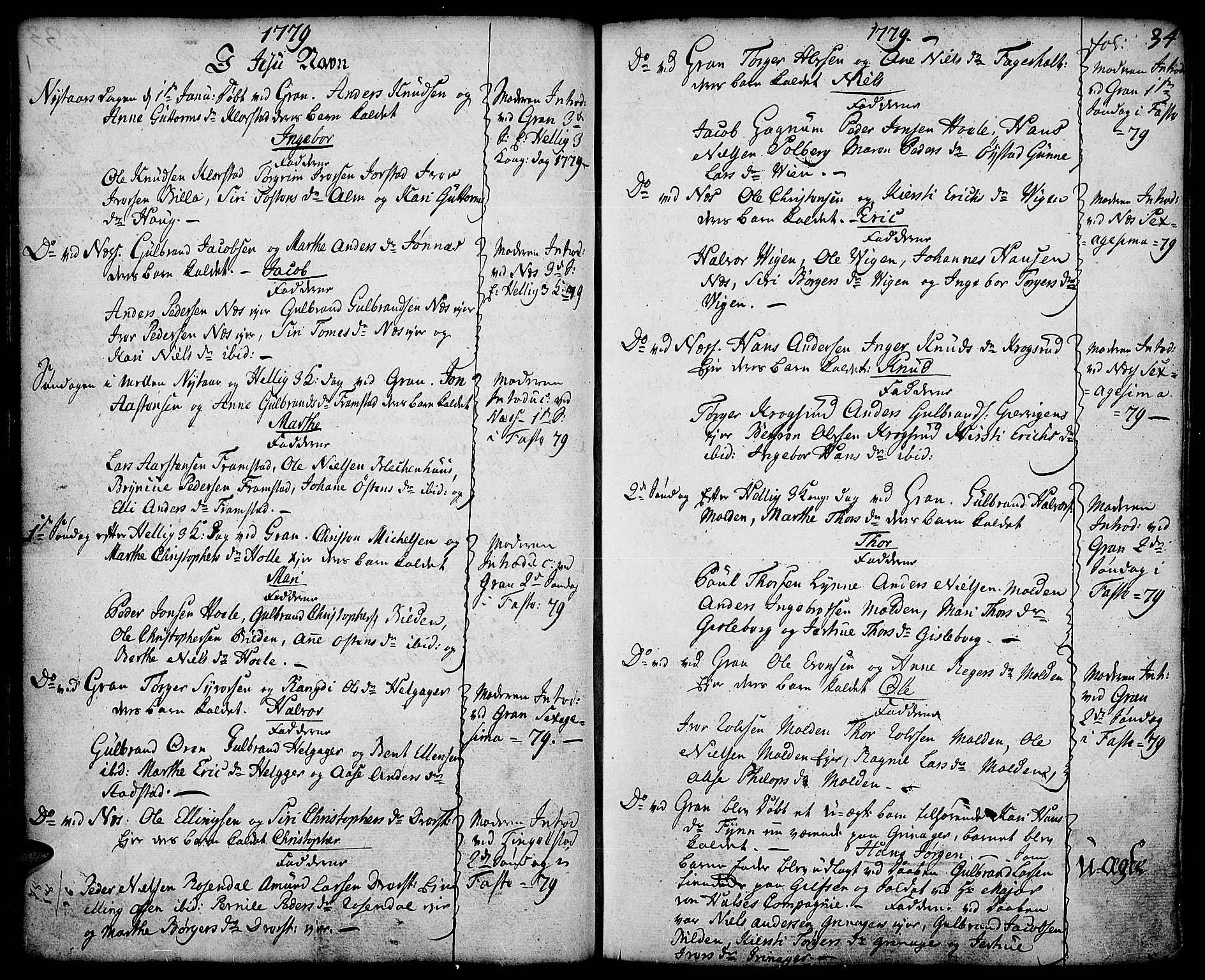 Gran prestekontor, SAH/PREST-112/H/Ha/Haa/L0005: Parish register (official) no. 5, 1776-1788, p. 34