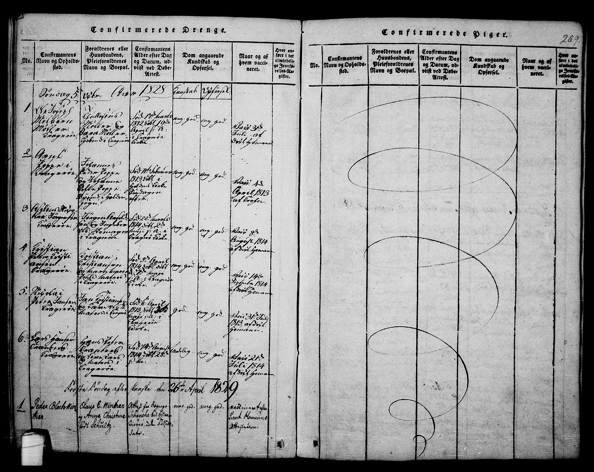 Kragerø kirkebøker, SAKO/A-278/F/Fa/L0004: Parish register (official) no. 4, 1814-1831, p. 269