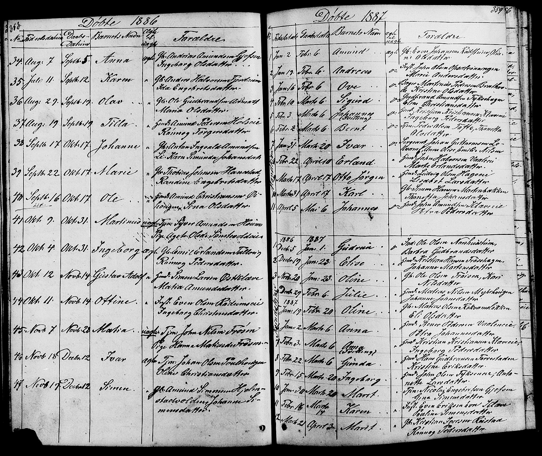 Østre Gausdal prestekontor, AV/SAH-PREST-092/H/Ha/Hab/L0001: Parish register (copy) no. 1, 1863-1893, p. 353-354