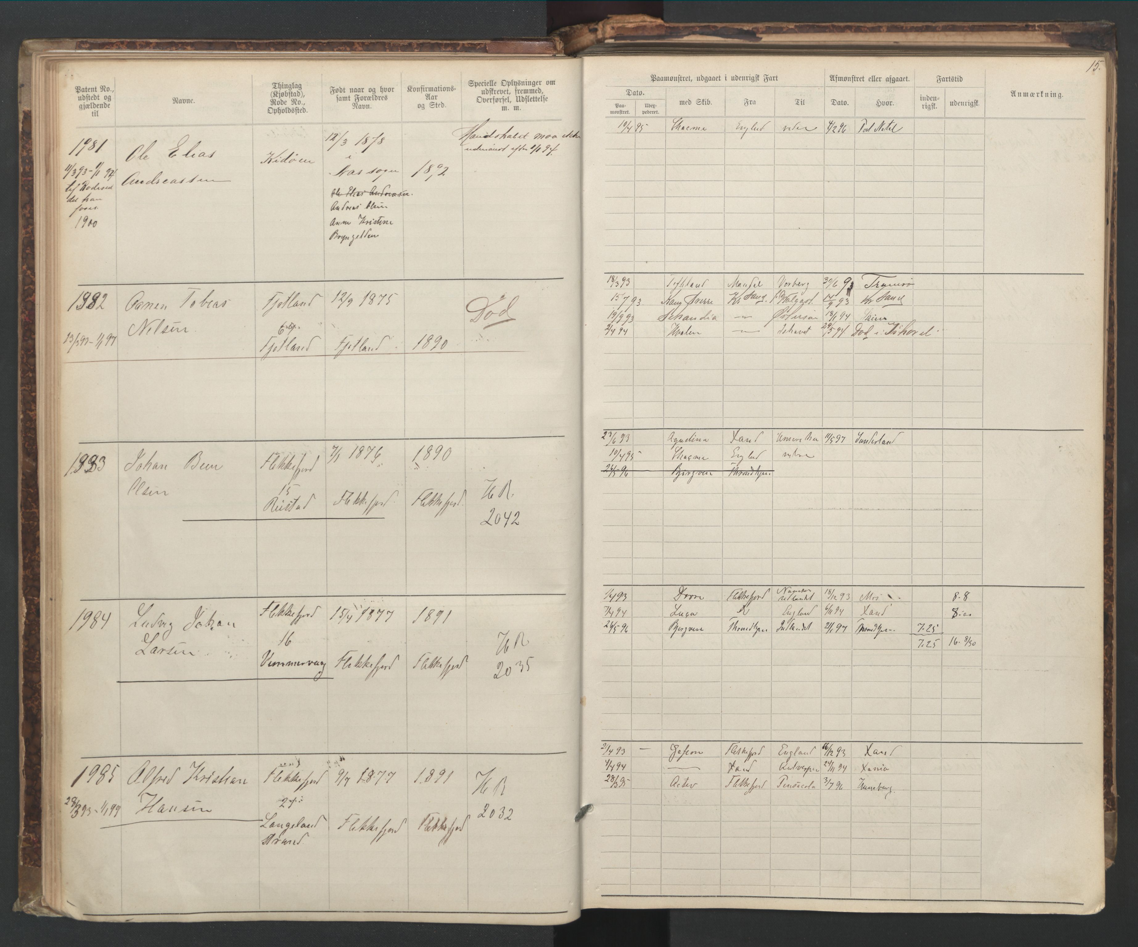 Flekkefjord mønstringskrets, AV/SAK-2031-0018/F/Fa/L0006: Annotasjonsrulle nr 1916-2964 med register, Æ-3, 1891-1948, p. 44