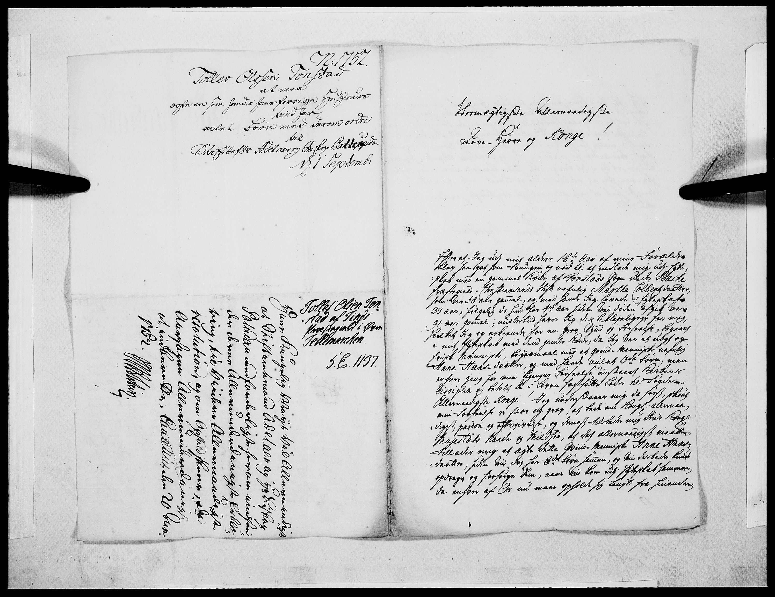 Danske Kanselli 1572-1799, RA/EA-3023/F/Fc/Fcc/Fcca/L0162: Norske innlegg 1572-1799, 1752, p. 174