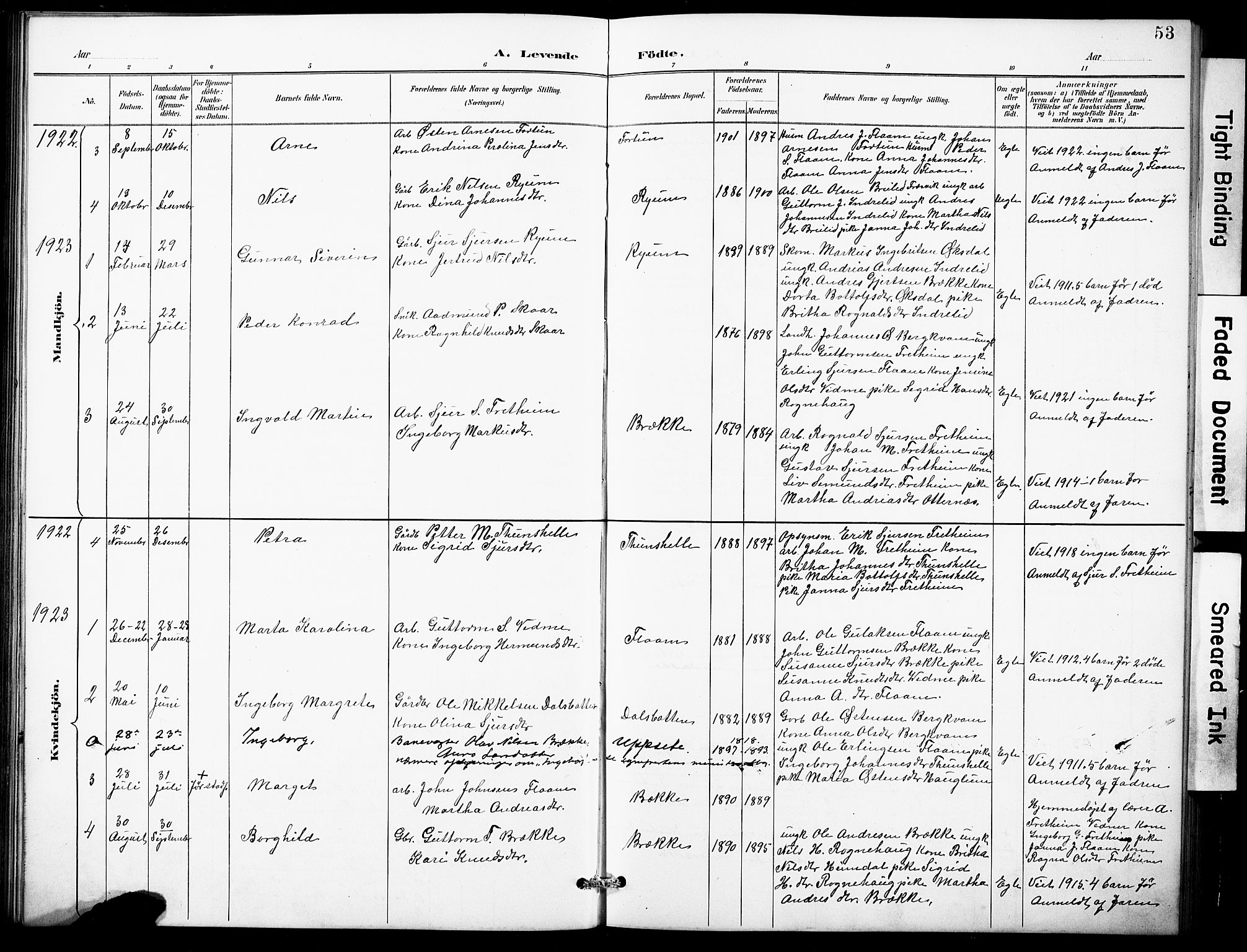 Aurland sokneprestembete, SAB/A-99937/H/Hb/Hbb/L0002: Parish register (copy) no. B 2, 1887-1929, p. 53