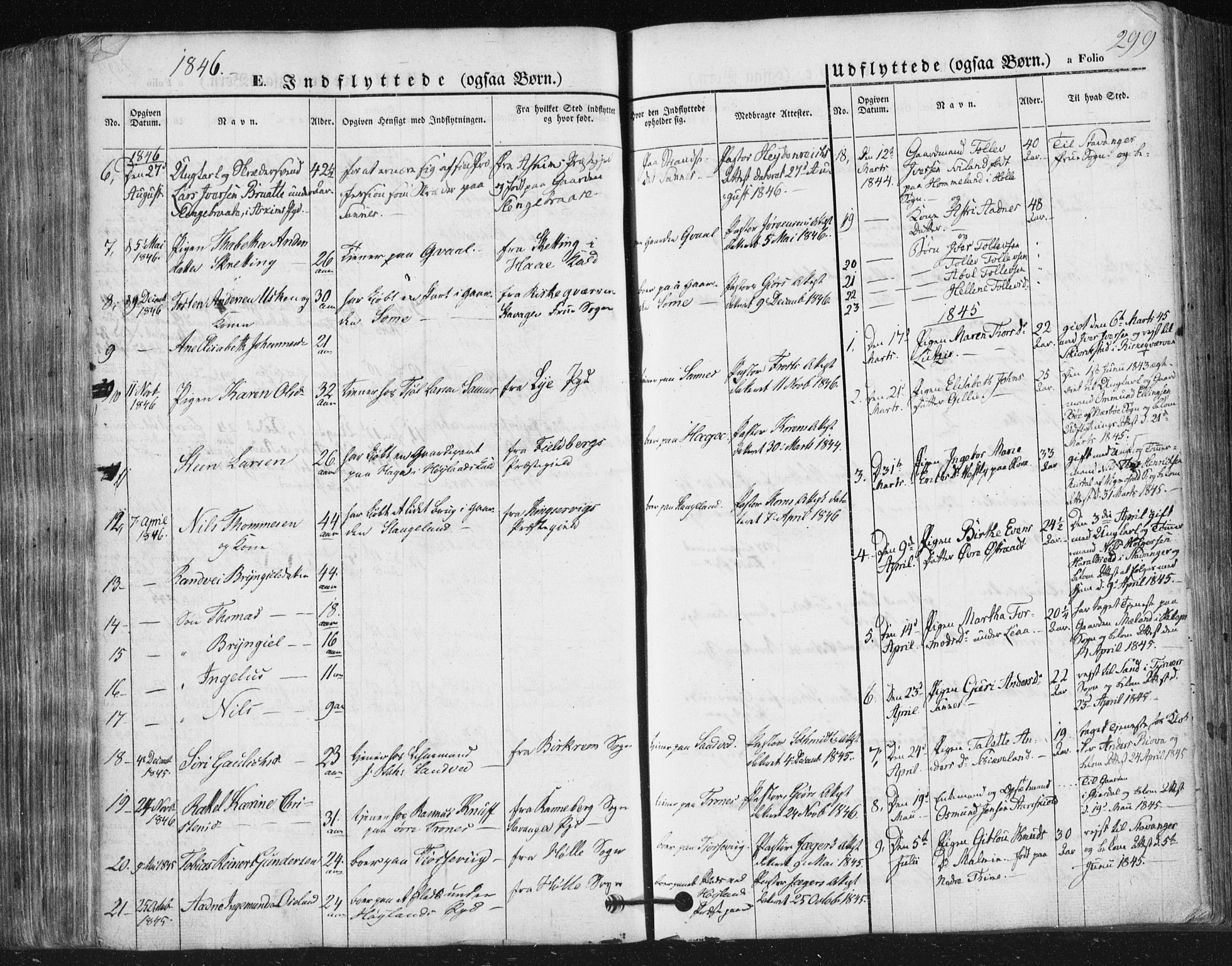 Høyland sokneprestkontor, SAST/A-101799/001/30BA/L0008: Parish register (official) no. A 8, 1841-1856, p. 299