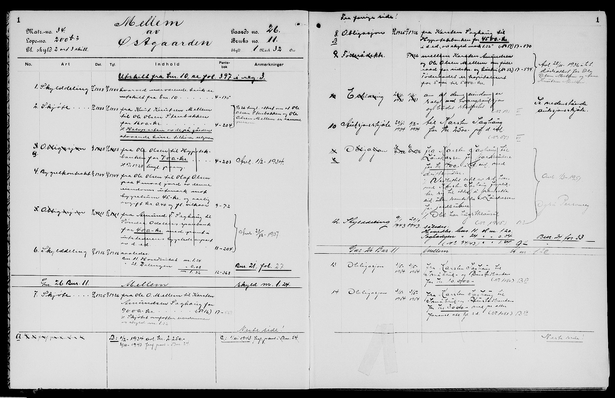 Vinger og Odal sorenskriveri, SAH/TING-022/H/Ha/Hac/Haca/L0004: Mortgage register no. 3.4, 1929, p. 1