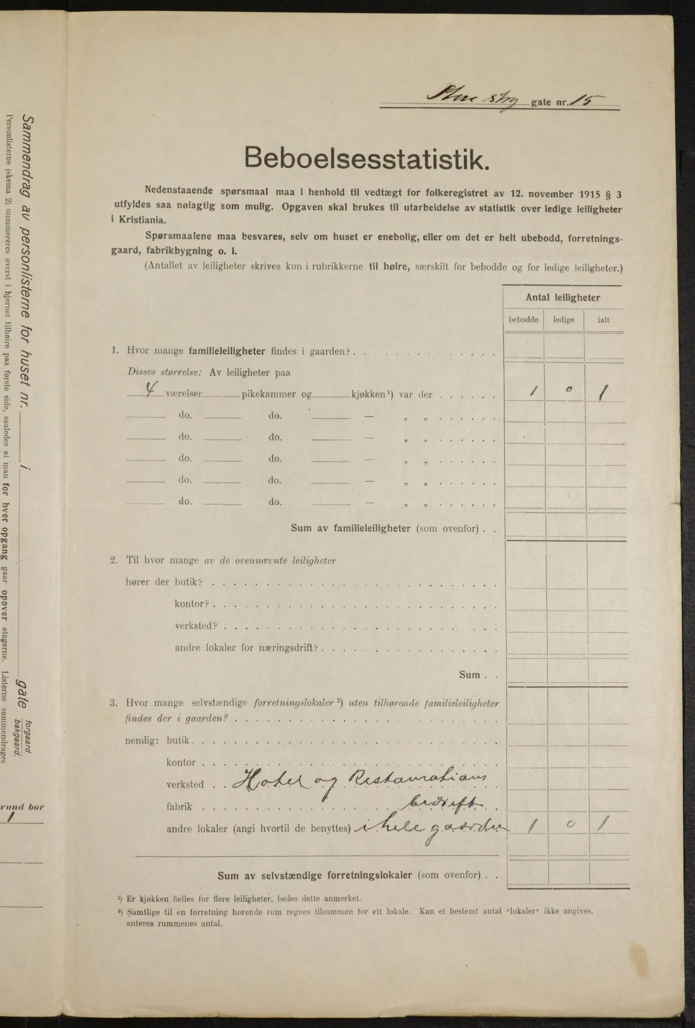 OBA, Municipal Census 1916 for Kristiania, 1916, p. 105695