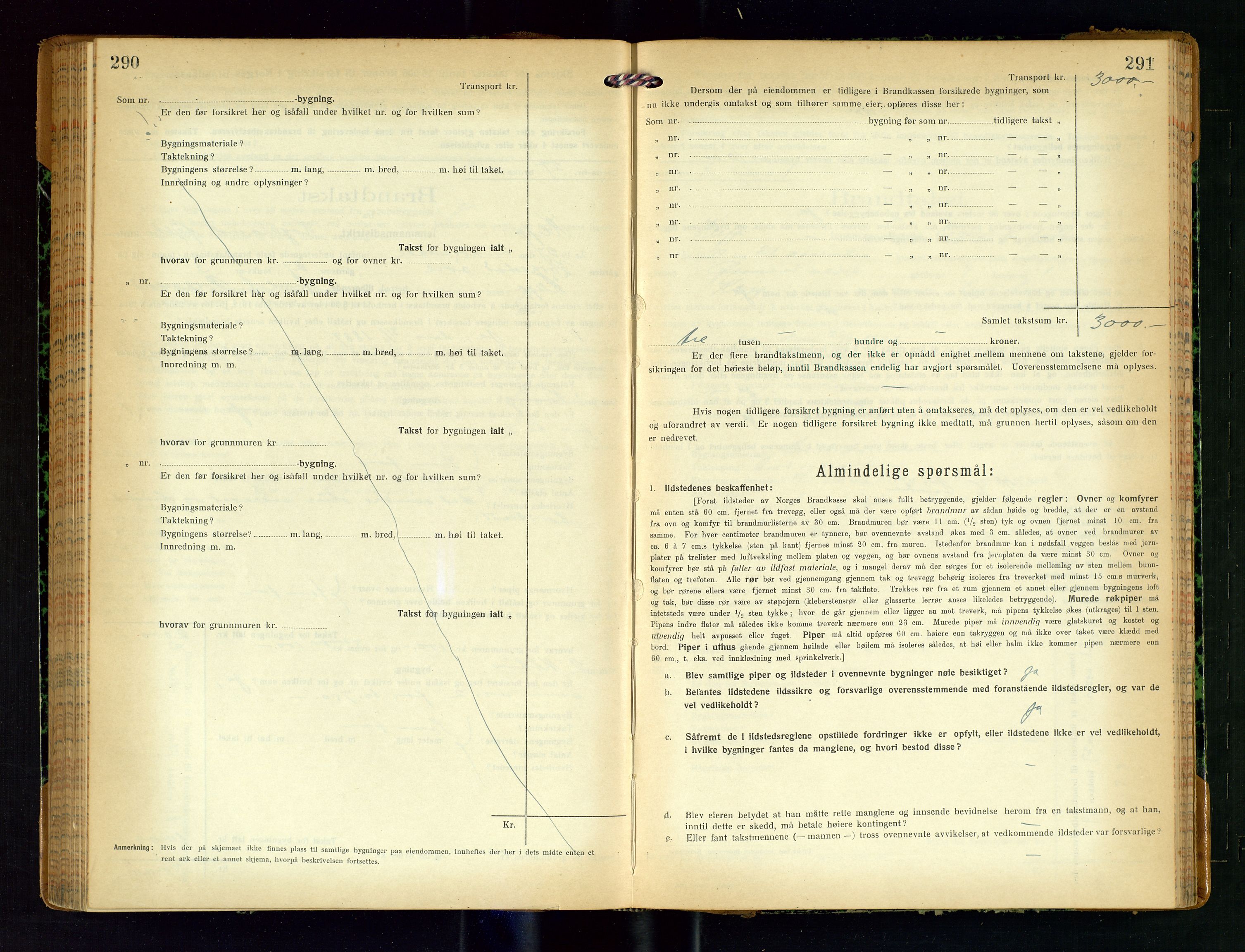 Klepp lensmannskontor, AV/SAST-A-100163/Goc/L0011: "Brandtakstprotokoll" m/register, 1924-1929, p. 290-291