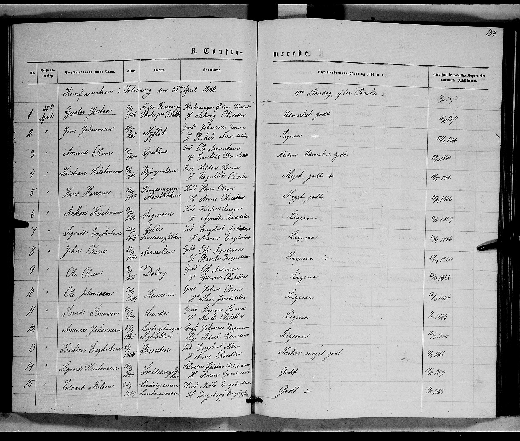 Ringebu prestekontor, SAH/PREST-082/H/Ha/Hab/L0006: Parish register (copy) no. 6, 1880-1898, p. 154