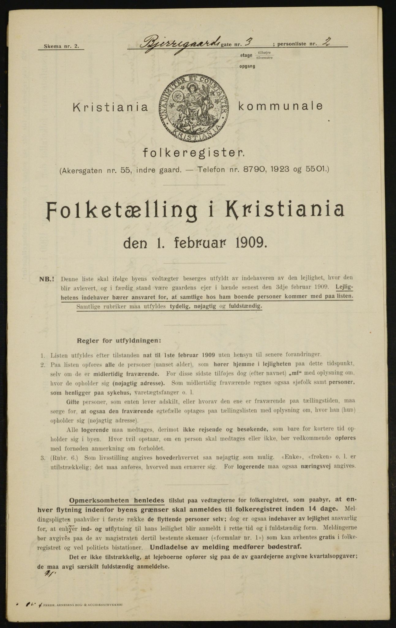 OBA, Municipal Census 1909 for Kristiania, 1909, p. 5134