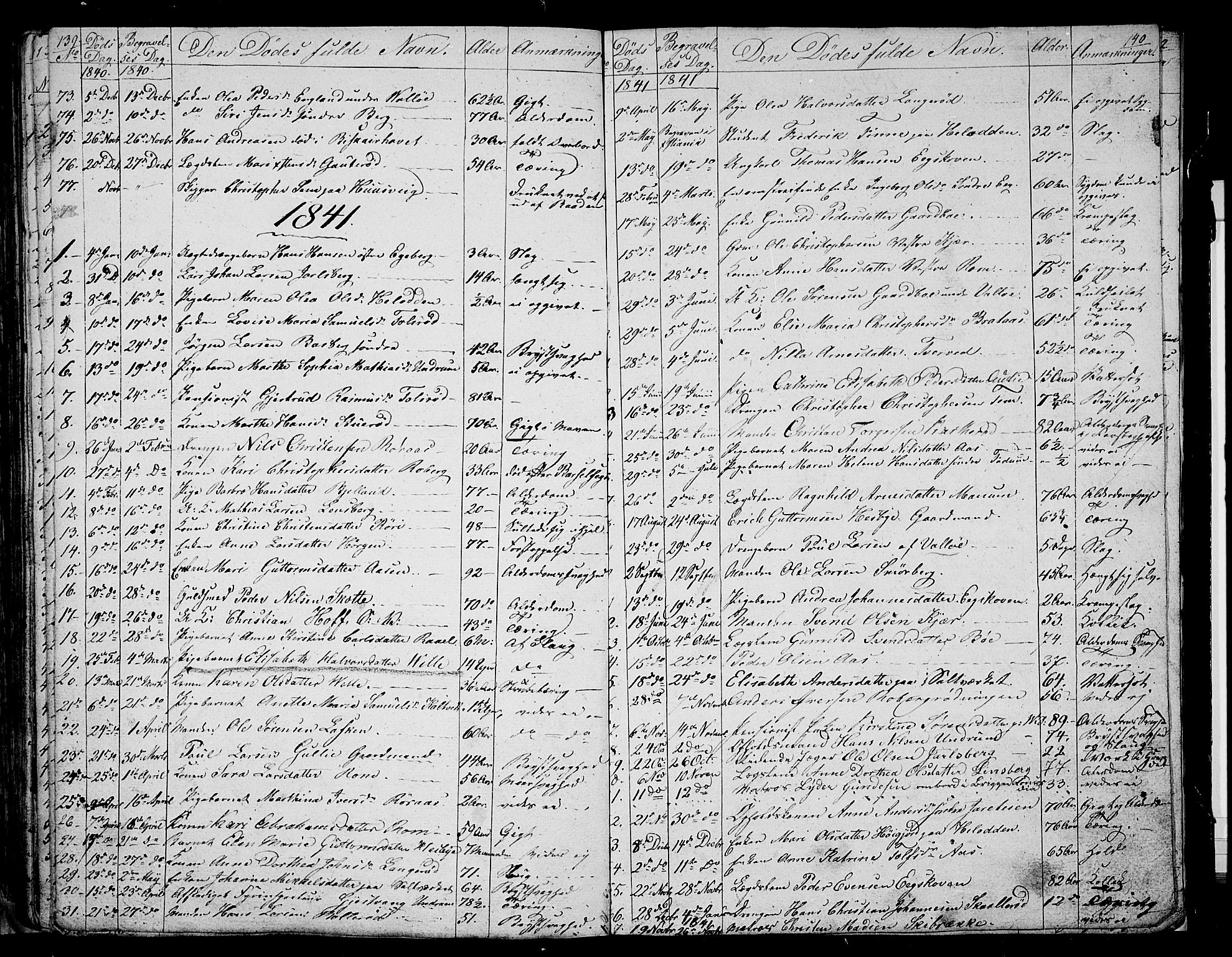Sem kirkebøker, SAKO/A-5/G/Ga/L0002: Parish register (copy) no. I 2, 1826-1844, p. 139-140