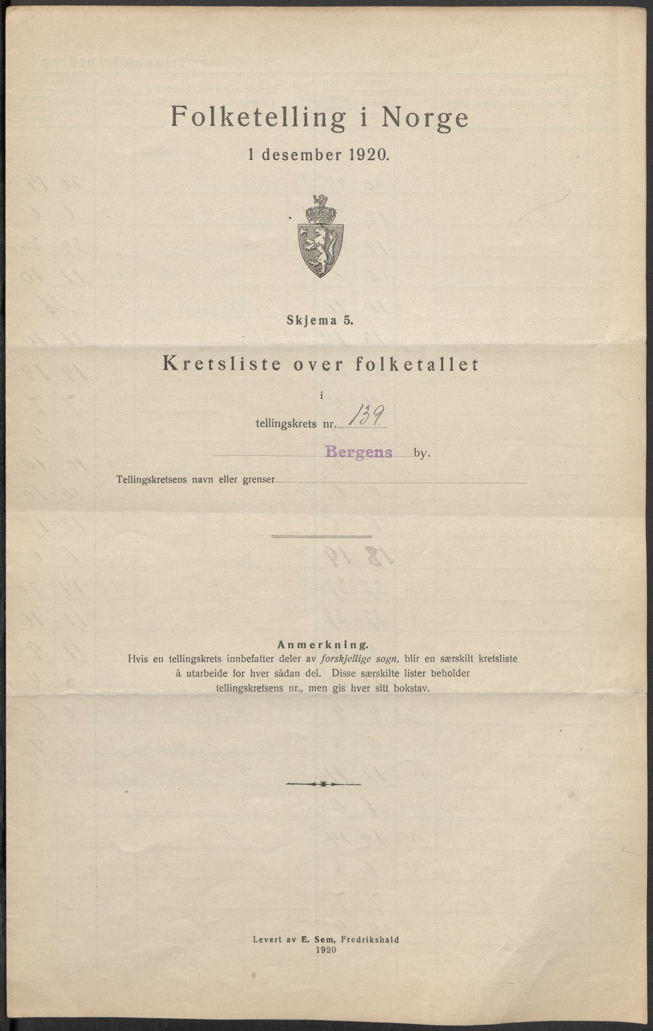 SAB, 1920 census for Bergen, 1920, p. 437