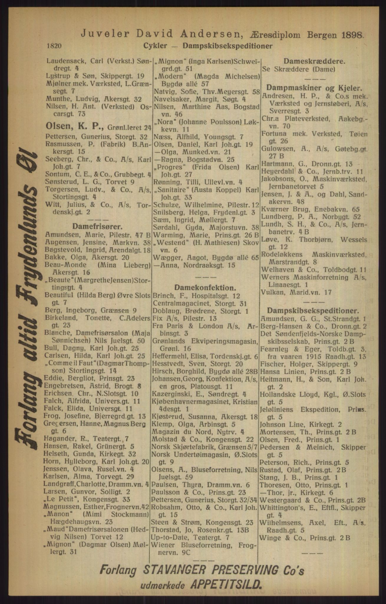 Kristiania/Oslo adressebok, PUBL/-, 1915, p. 1820