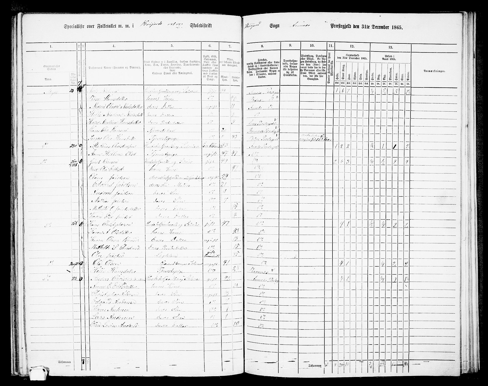 RA, 1865 census for Andebu, 1865, p. 66