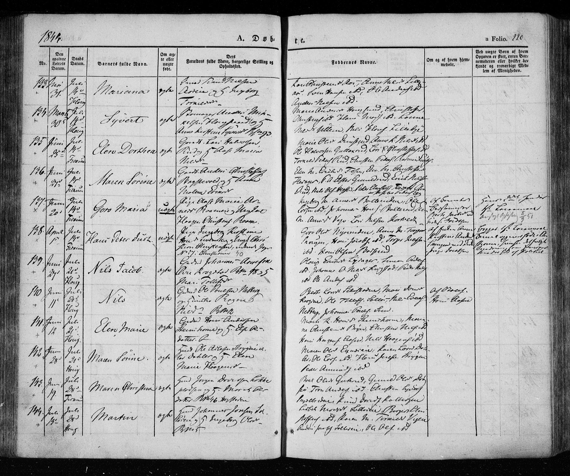 Eiker kirkebøker, AV/SAKO-A-4/F/Fa/L0013a: Parish register (official) no. I 13A, 1832-1845, p. 220