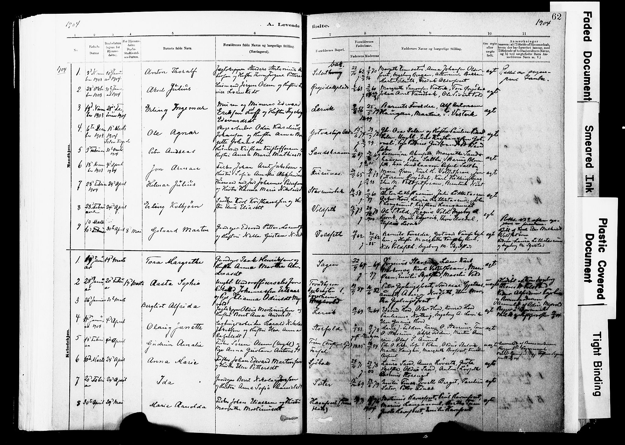 Ministerialprotokoller, klokkerbøker og fødselsregistre - Nord-Trøndelag, SAT/A-1458/744/L0420: Parish register (official) no. 744A04, 1882-1904, p. 62