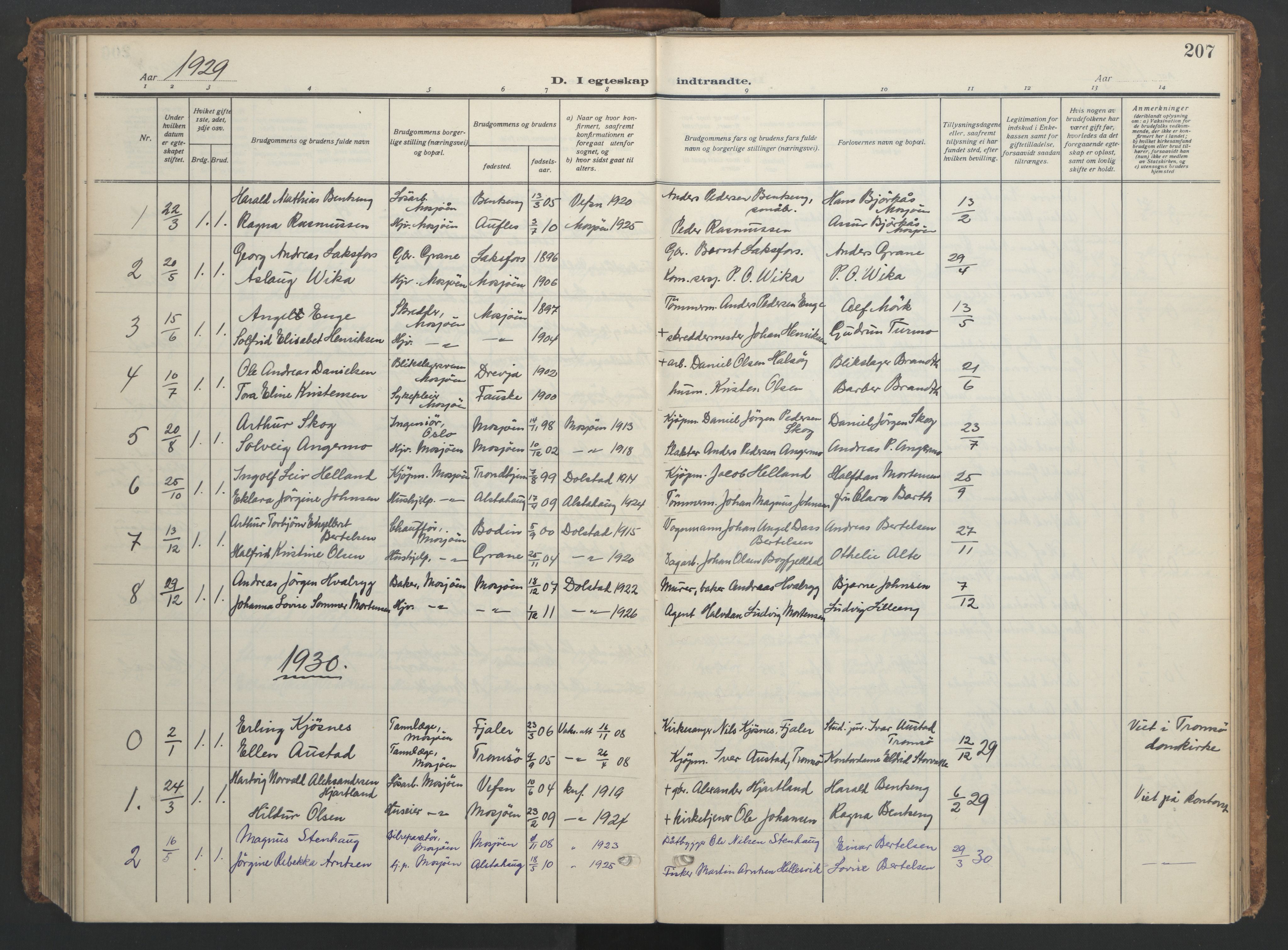 Ministerialprotokoller, klokkerbøker og fødselsregistre - Nordland, AV/SAT-A-1459/820/L0303: Parish register (copy) no. 820C05, 1917-1952, p. 207