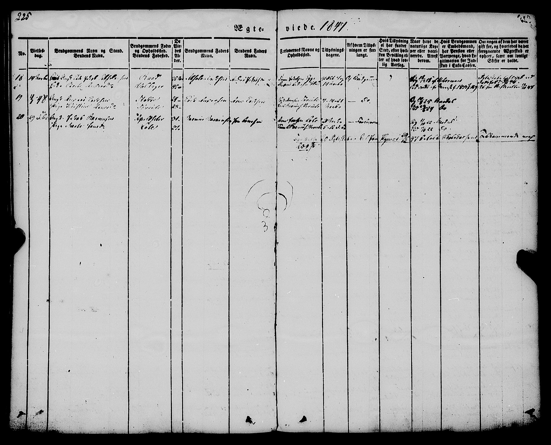 Gloppen sokneprestembete, AV/SAB-A-80101/H/Haa/Haaa/L0008: Parish register (official) no. A 8, 1837-1855, p. 225