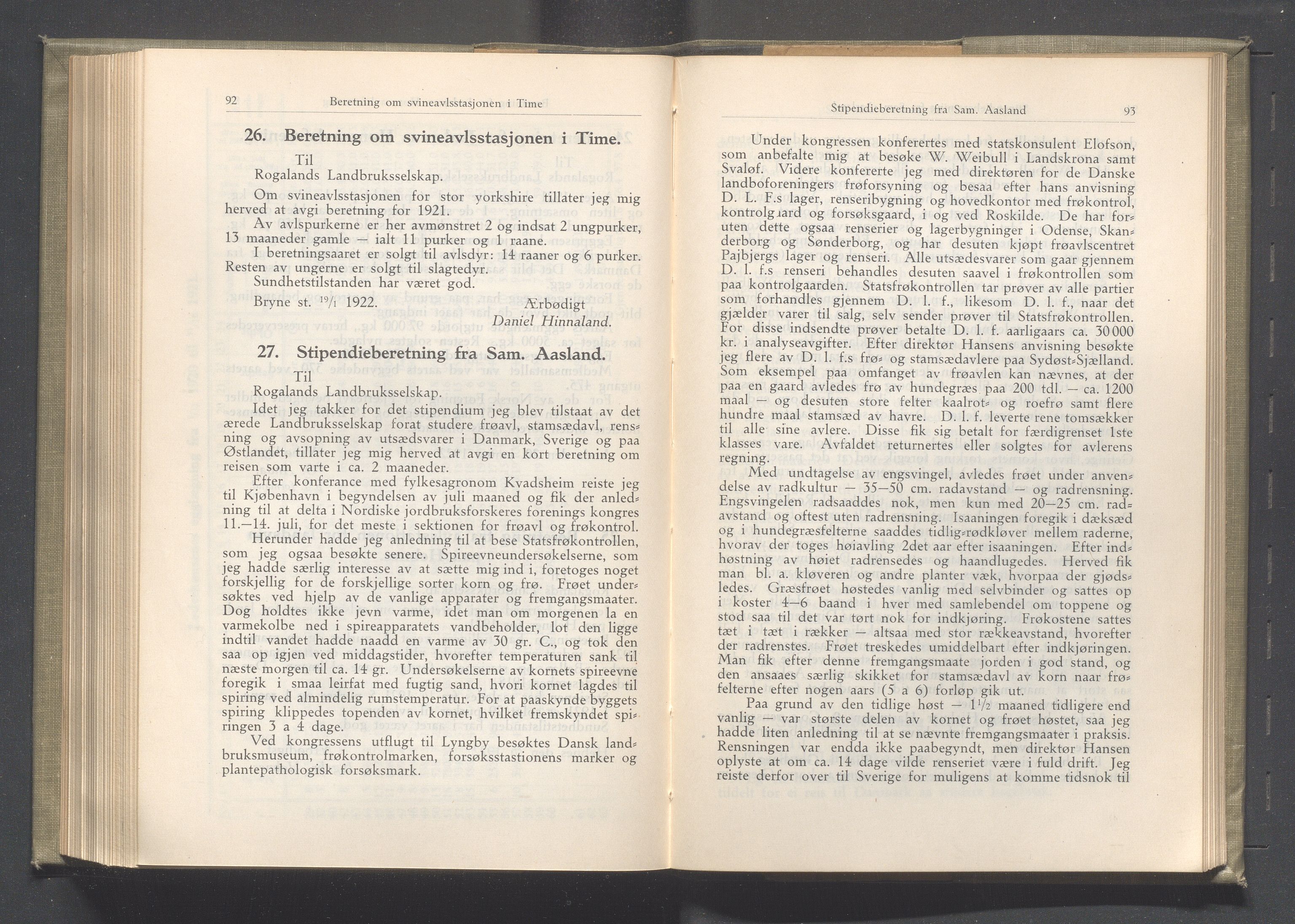 Rogaland fylkeskommune - Fylkesrådmannen , IKAR/A-900/A/Aa/Aaa/L0041: Møtebok , 1922, p. 92-93