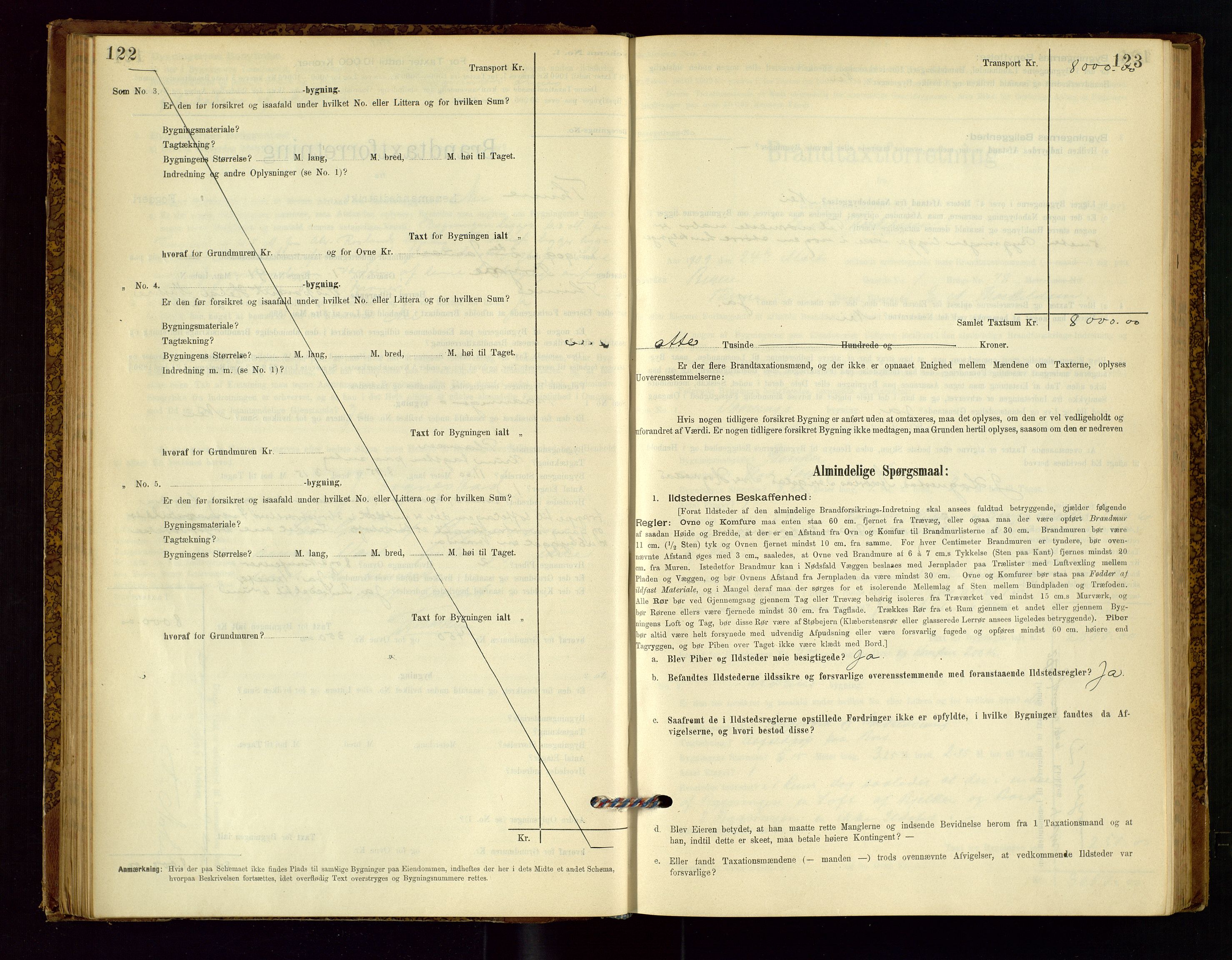 Time lensmannskontor, AV/SAST-A-100420/Gob/L0001: Branntakstprotokoll, 1896-1914, p. 122-123