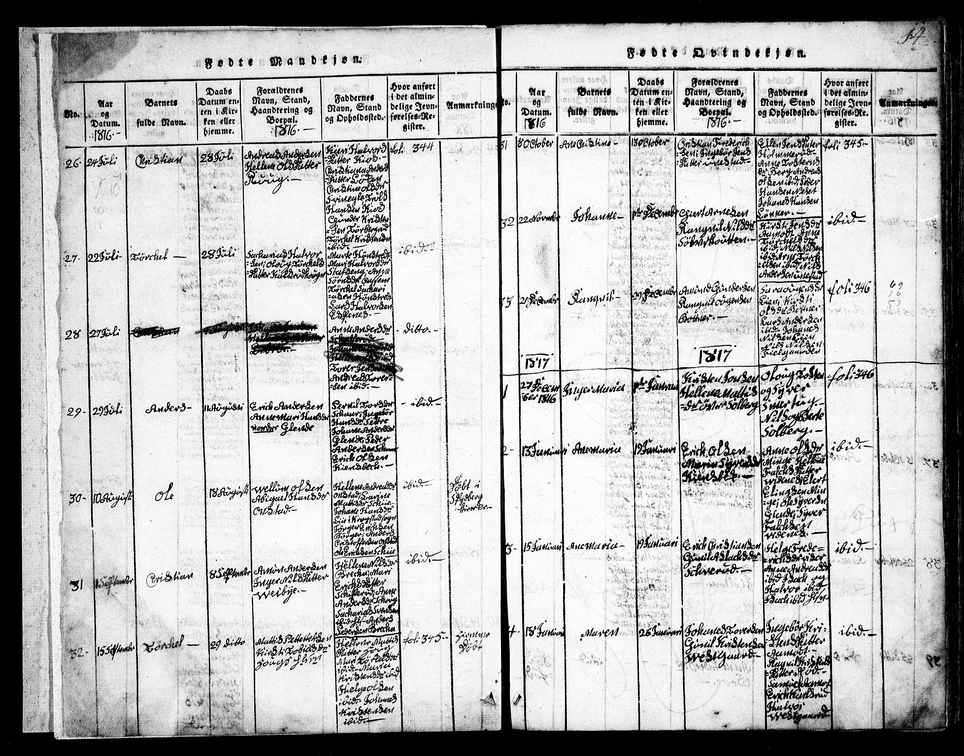 Skiptvet prestekontor Kirkebøker, SAO/A-20009/G/Ga/L0001: Parish register (copy) no. 1, 1815-1838, p. 14