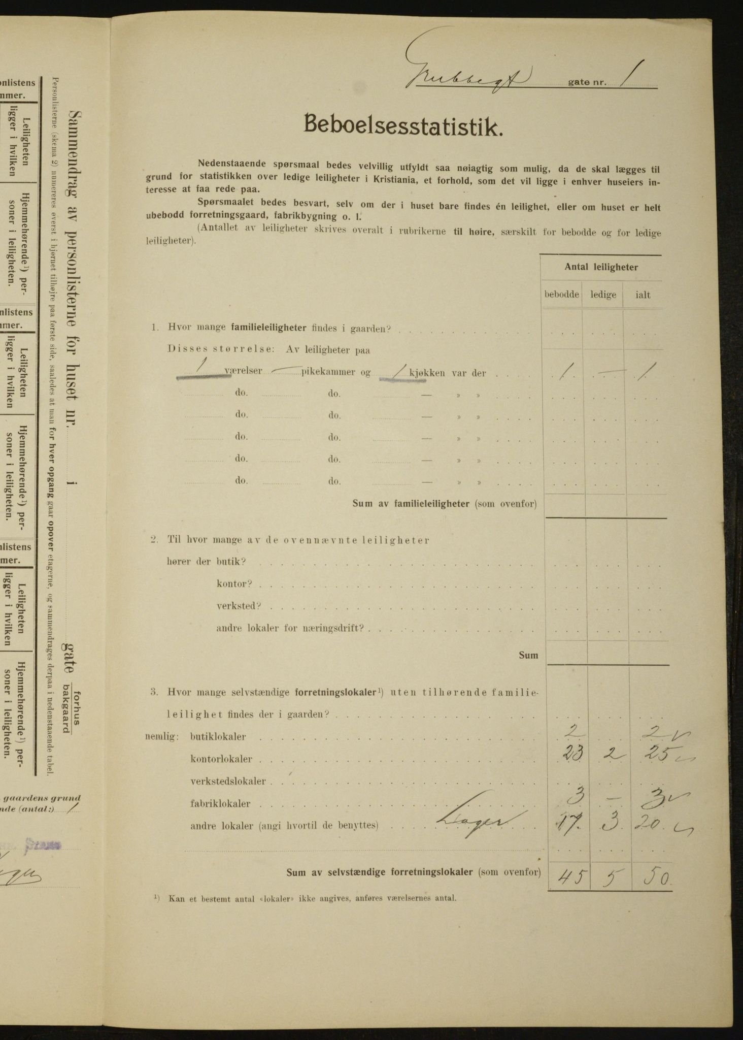 OBA, Municipal Census 1910 for Kristiania, 1910, p. 28919