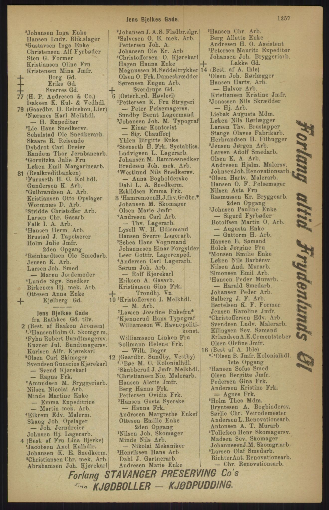 Kristiania/Oslo adressebok, PUBL/-, 1911, p. 1257