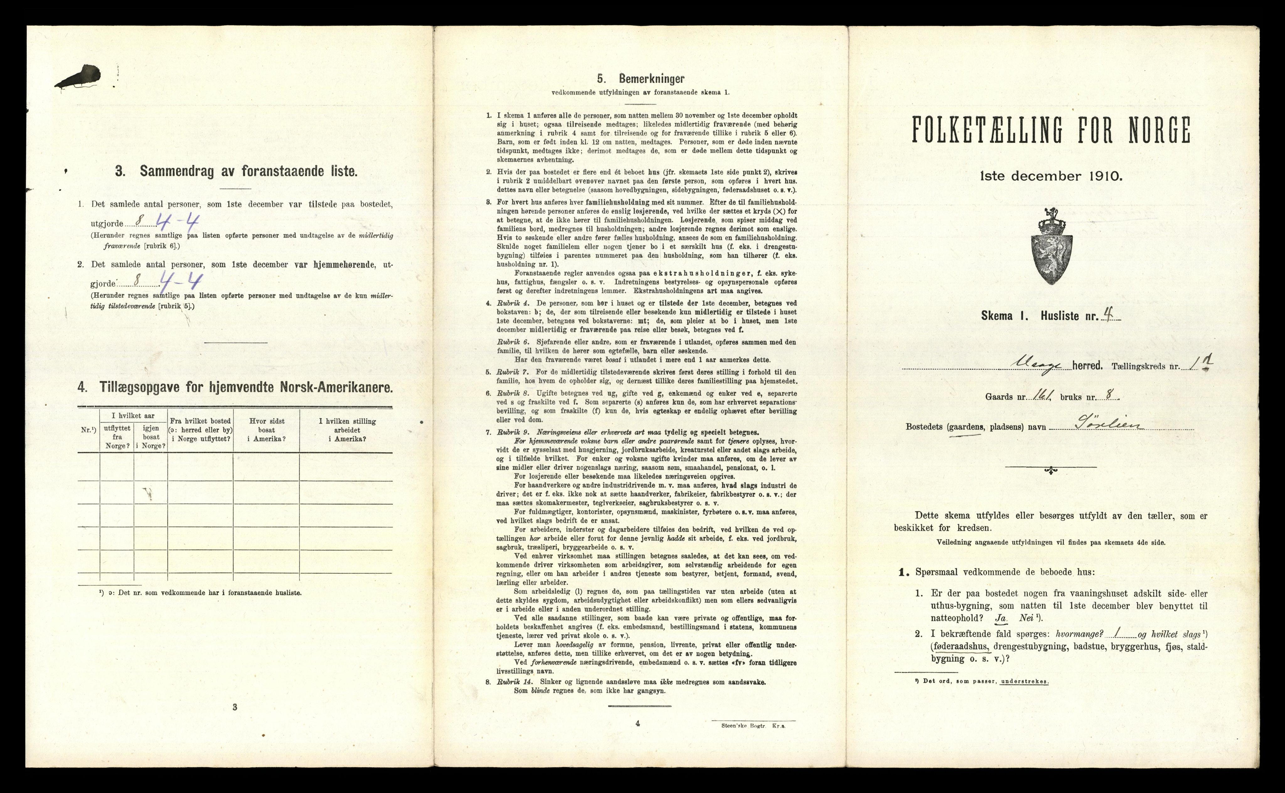 RA, 1910 census for Vågå, 1910, p. 641