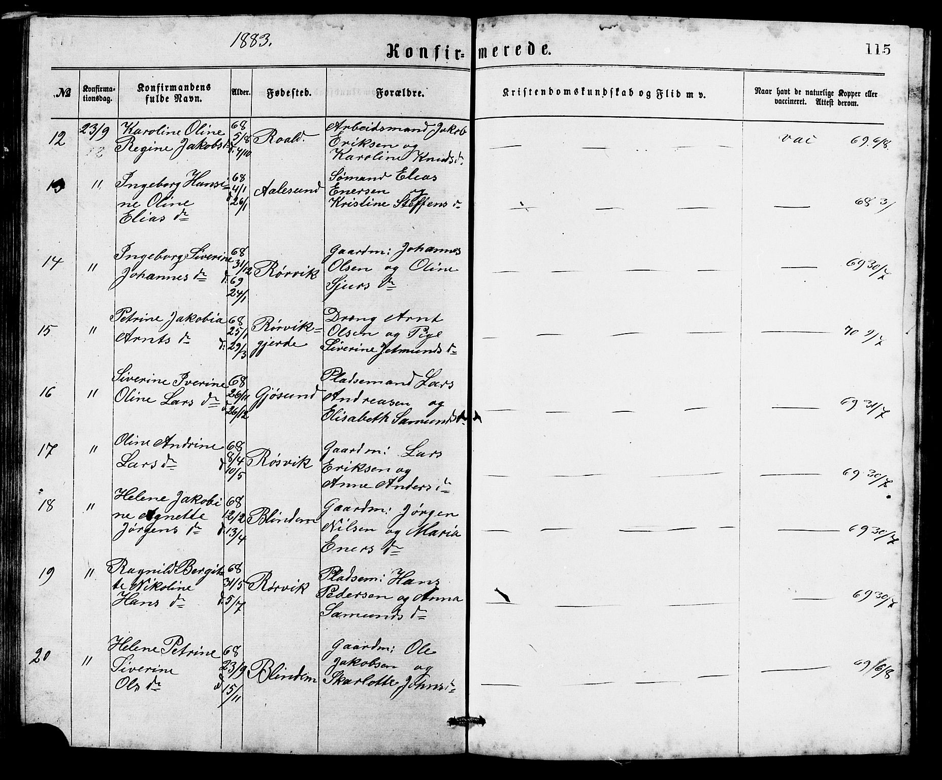 Ministerialprotokoller, klokkerbøker og fødselsregistre - Møre og Romsdal, AV/SAT-A-1454/537/L0521: Parish register (copy) no. 537C02, 1869-1888, p. 115