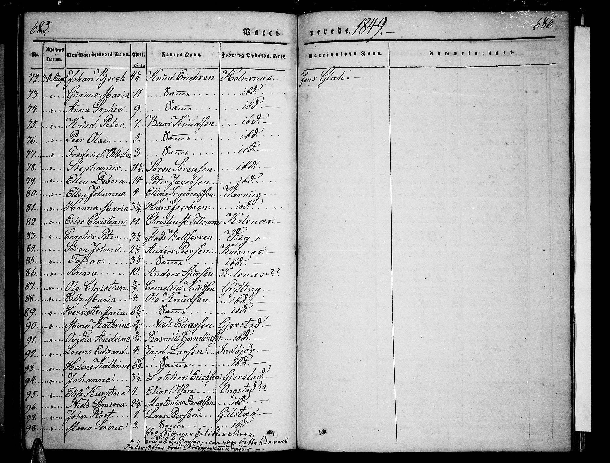 Ministerialprotokoller, klokkerbøker og fødselsregistre - Nordland, AV/SAT-A-1459/888/L1239: Parish register (official) no. 888A06 /1, 1837-1849, p. 685-686