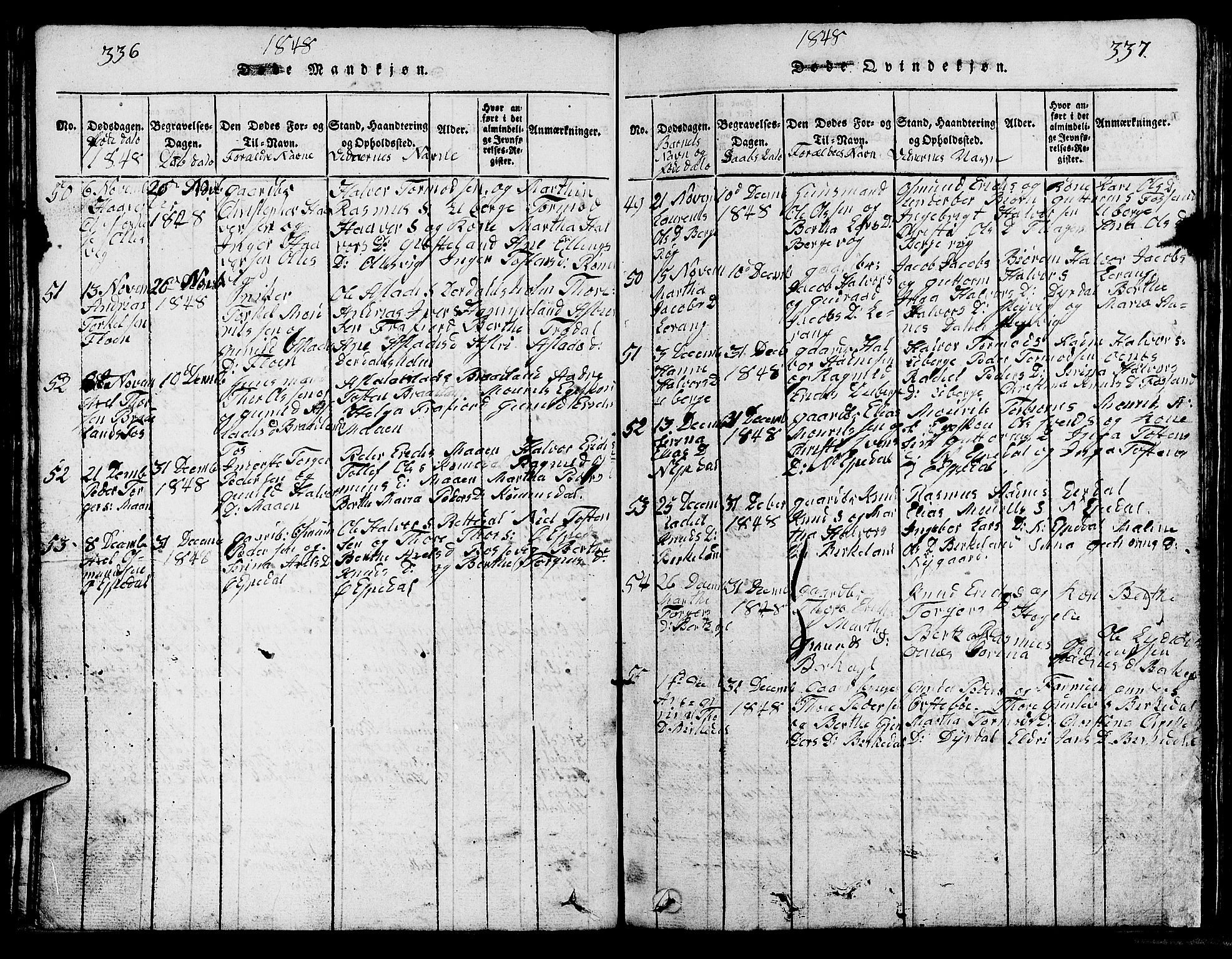 Strand sokneprestkontor, AV/SAST-A-101828/H/Ha/Hab/L0002: Parish register (copy) no. B 2, 1816-1854, p. 336-337