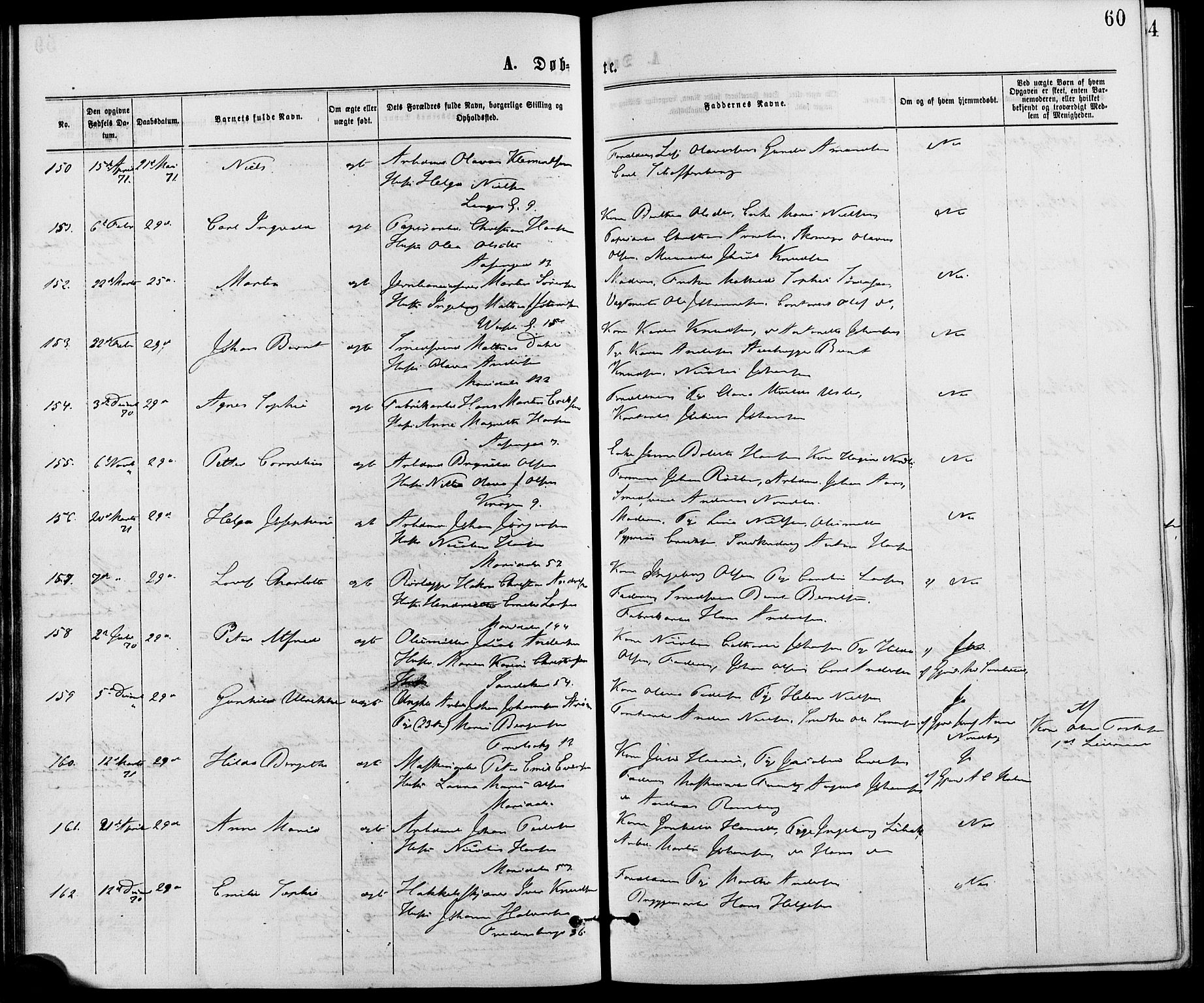 Gamle Aker prestekontor Kirkebøker, SAO/A-10617a/G/L0003: Parish register (copy) no. 3, 1869-1874, p. 60