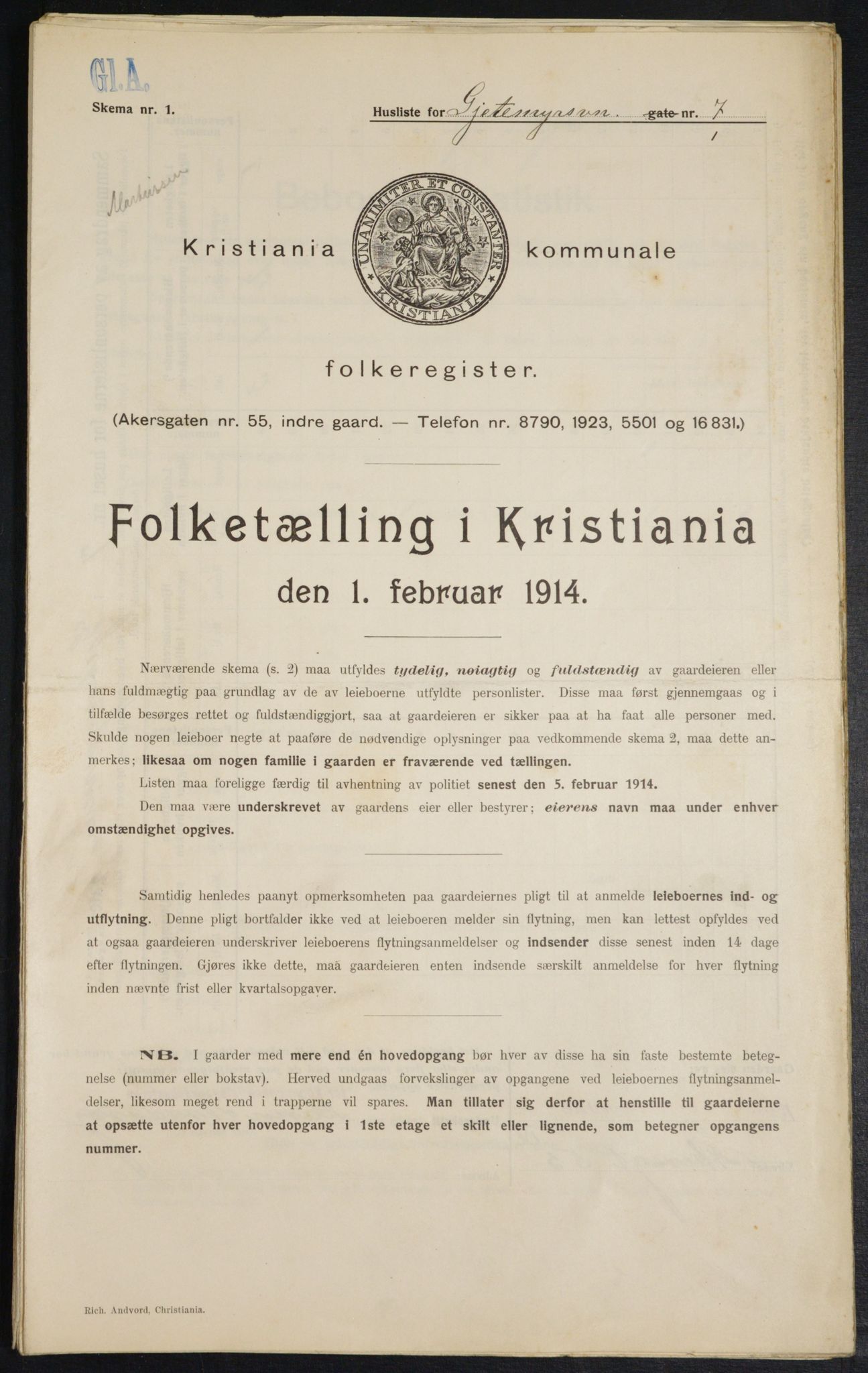 OBA, Municipal Census 1914 for Kristiania, 1914, p. 28910