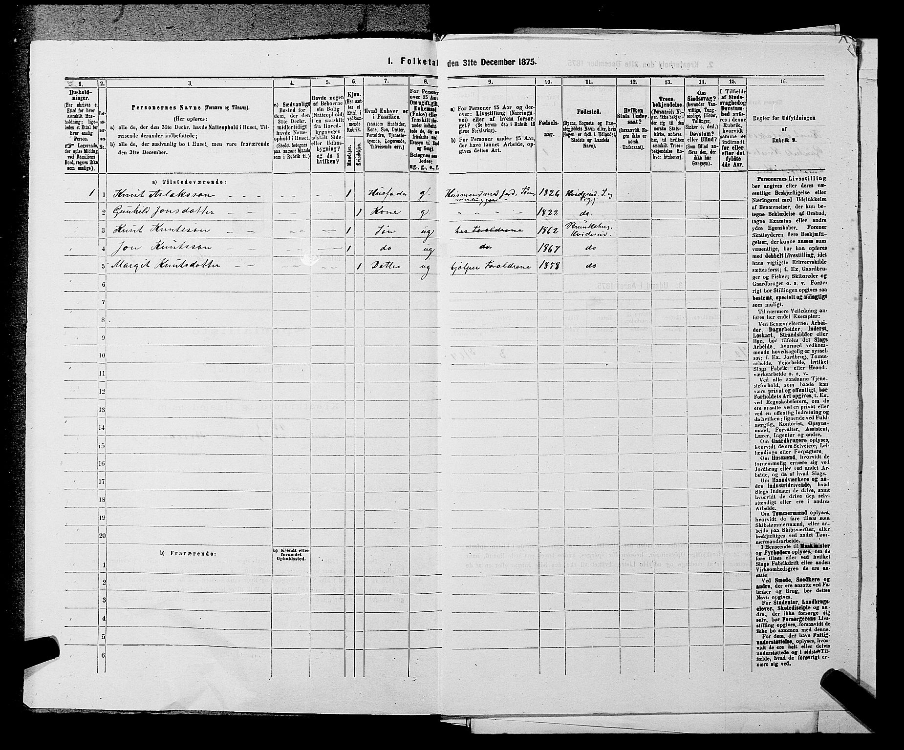 SAKO, 1875 census for 0829P Kviteseid, 1875, p. 561