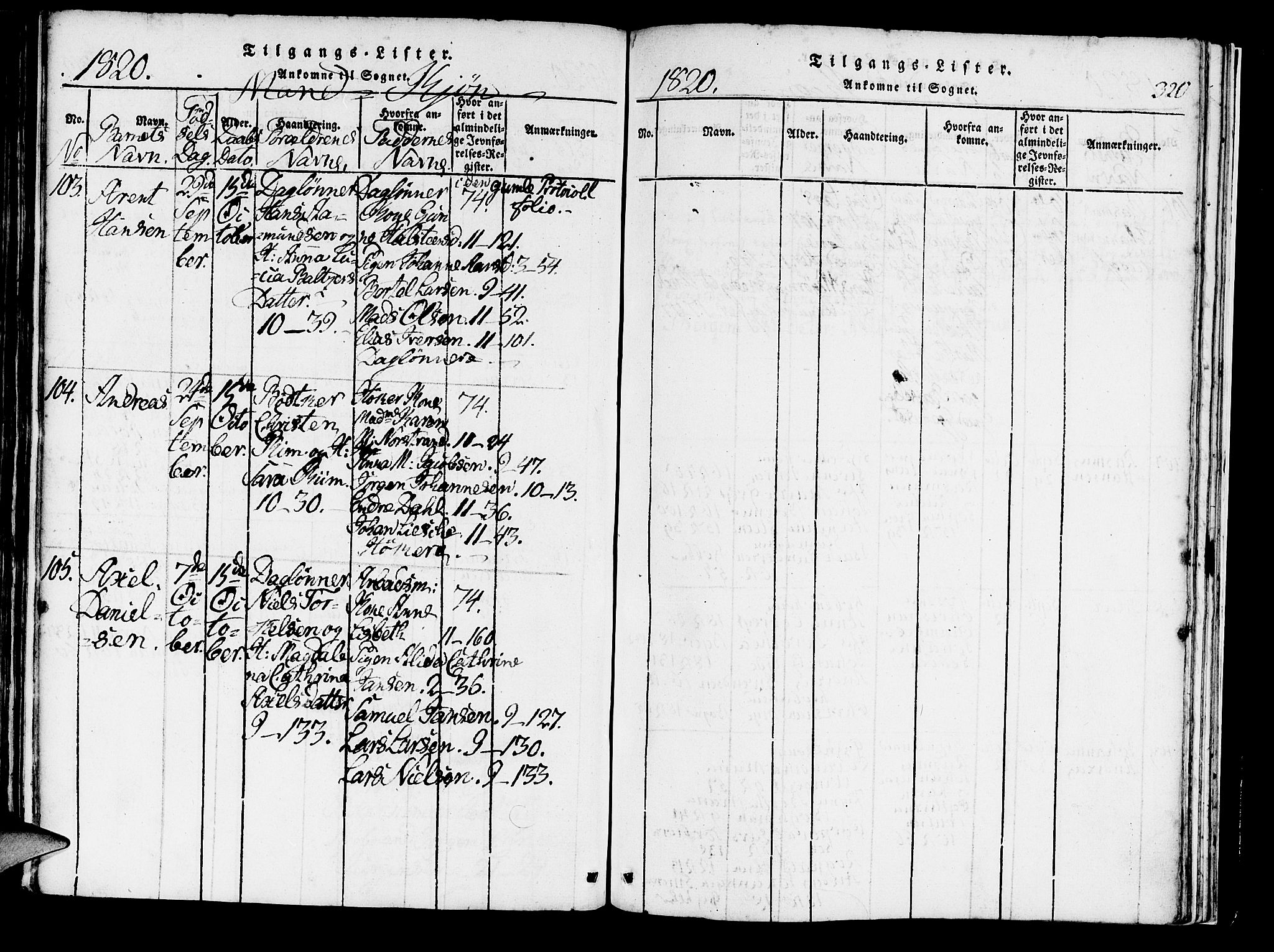 Domkirken sokneprestembete, AV/SAB-A-74801/H/Haa/L0010: Parish register (official) no. A 10, 1816-1821, p. 320