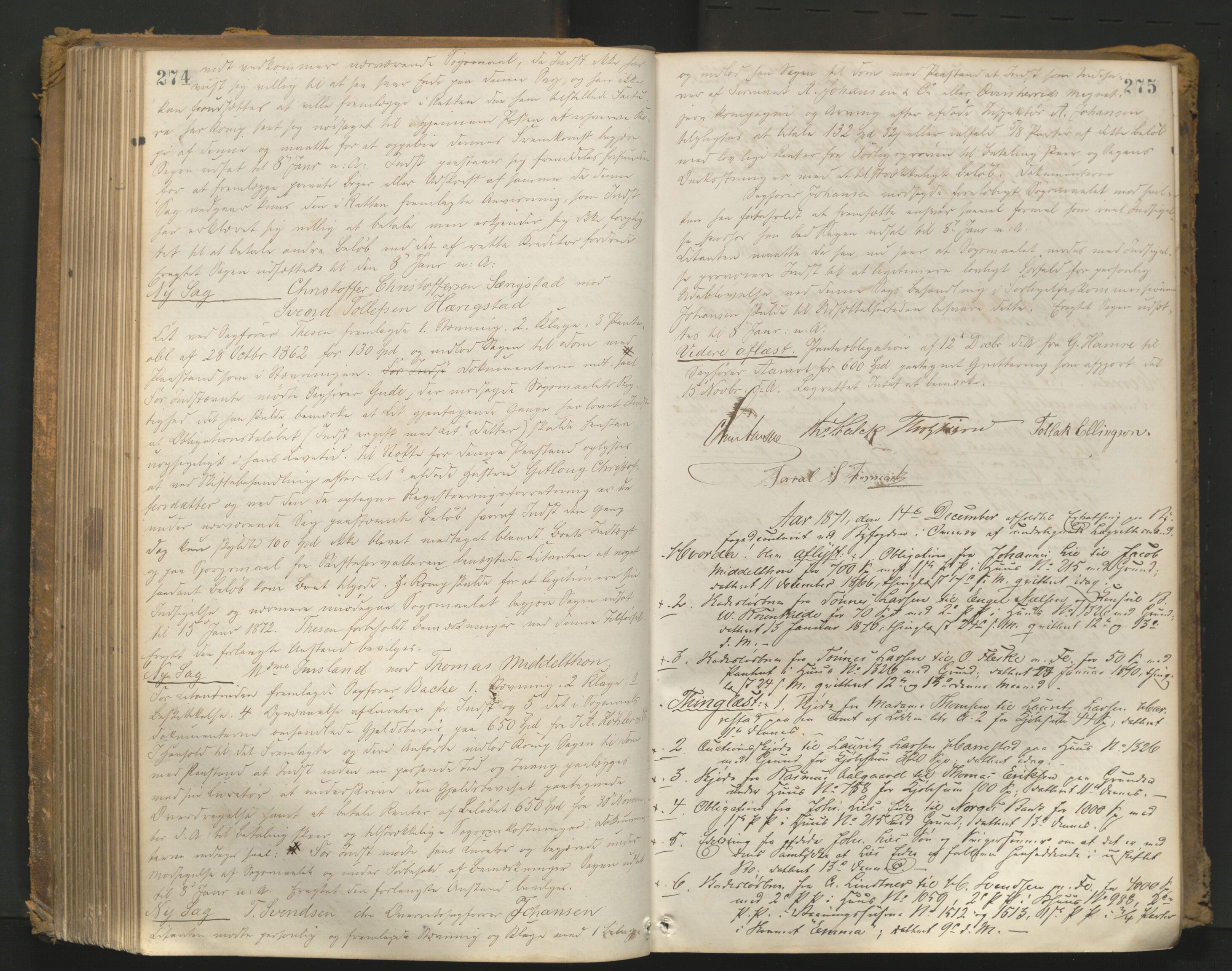 Stavanger byfogd, AV/SAST-A-101408/001/3/30/30BA/L0060: Bytingprotkoll, 1870-1876, p. 274-275