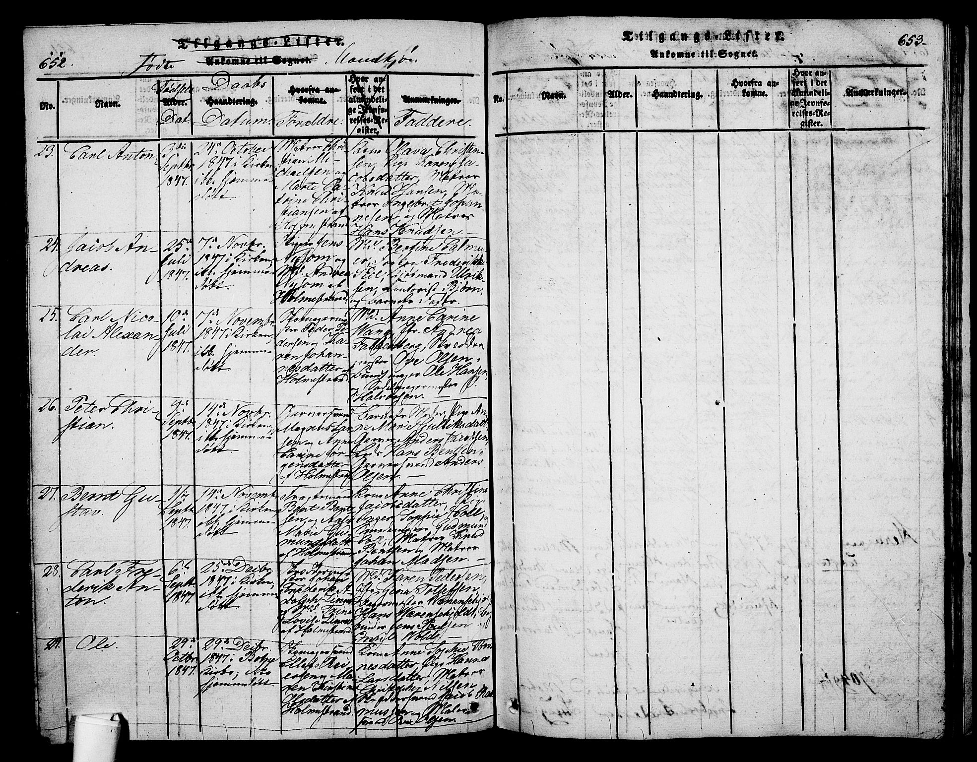 Holmestrand kirkebøker, SAKO/A-346/G/Ga/L0001: Parish register (copy) no. 1, 1814-1848, p. 652-653