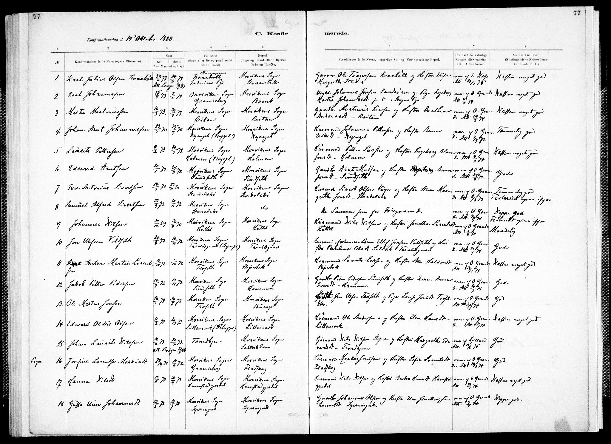 Ministerialprotokoller, klokkerbøker og fødselsregistre - Nord-Trøndelag, SAT/A-1458/733/L0325: Parish register (official) no. 733A04, 1884-1908, p. 77