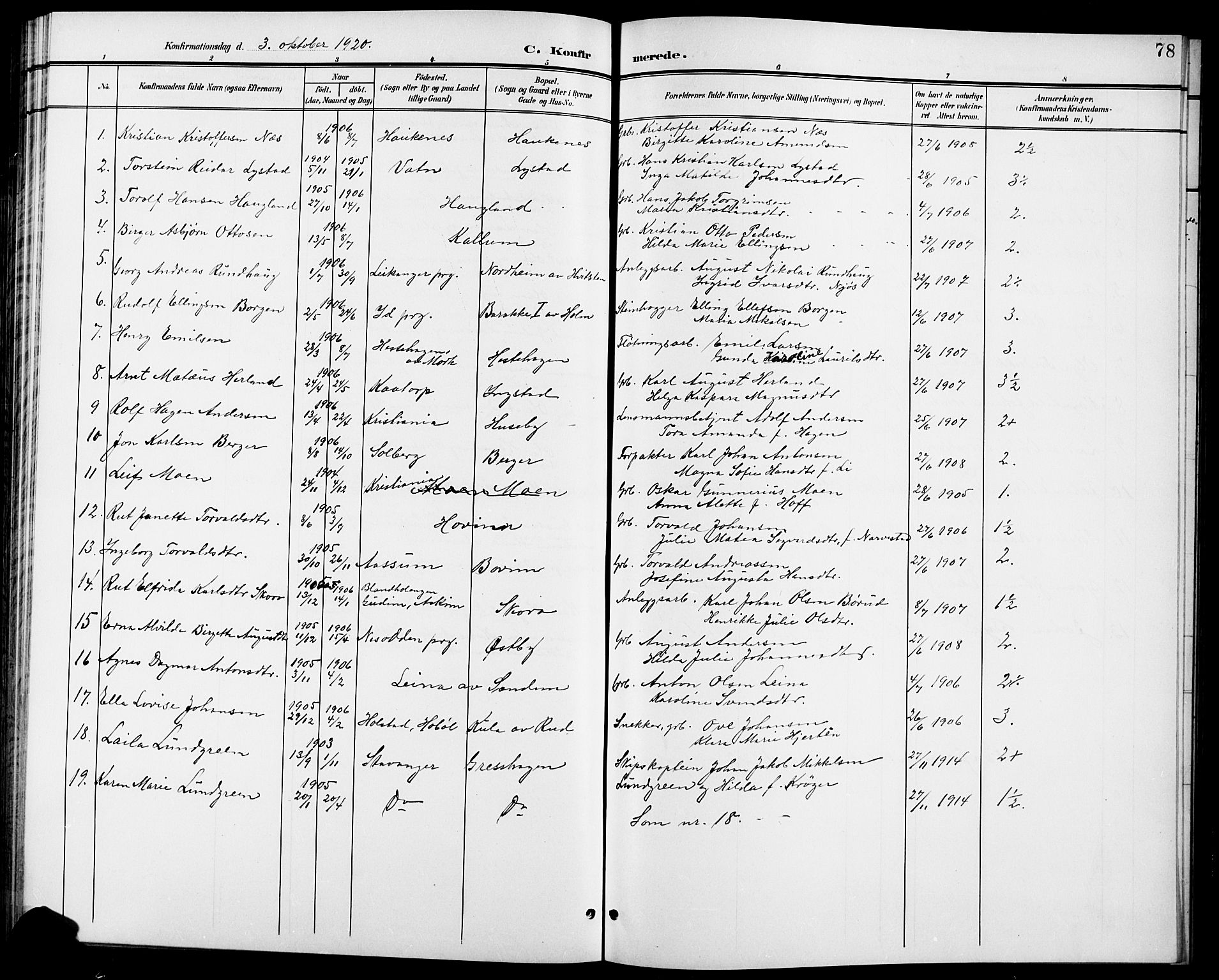 Spydeberg prestekontor Kirkebøker, SAO/A-10924/G/Gb/L0001: Parish register (copy) no. II 1, 1901-1924, p. 78