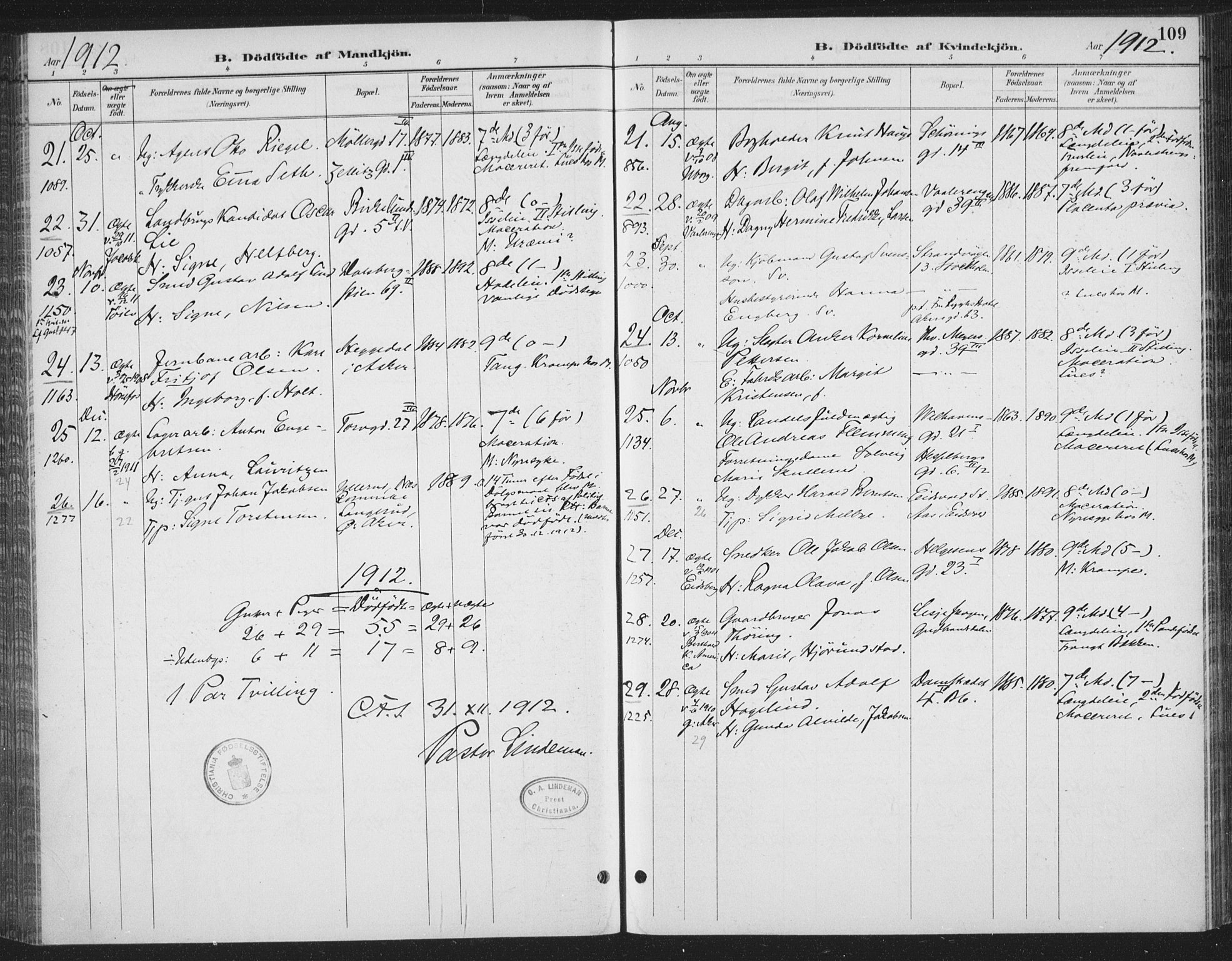 Rikshospitalet prestekontor Kirkebøker, AV/SAO-A-10309b/F/L0010: Parish register (official) no. 10, 1888-1912, p. 109