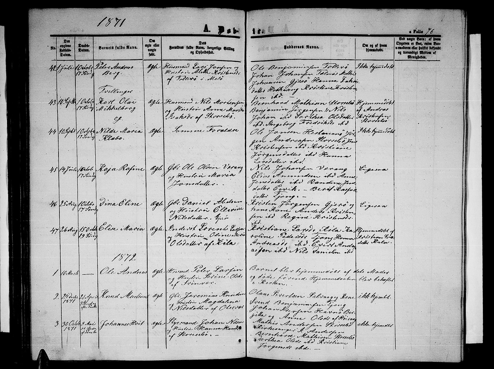 Ministerialprotokoller, klokkerbøker og fødselsregistre - Nordland, SAT/A-1459/841/L0619: Parish register (copy) no. 841C03, 1856-1876, p. 76