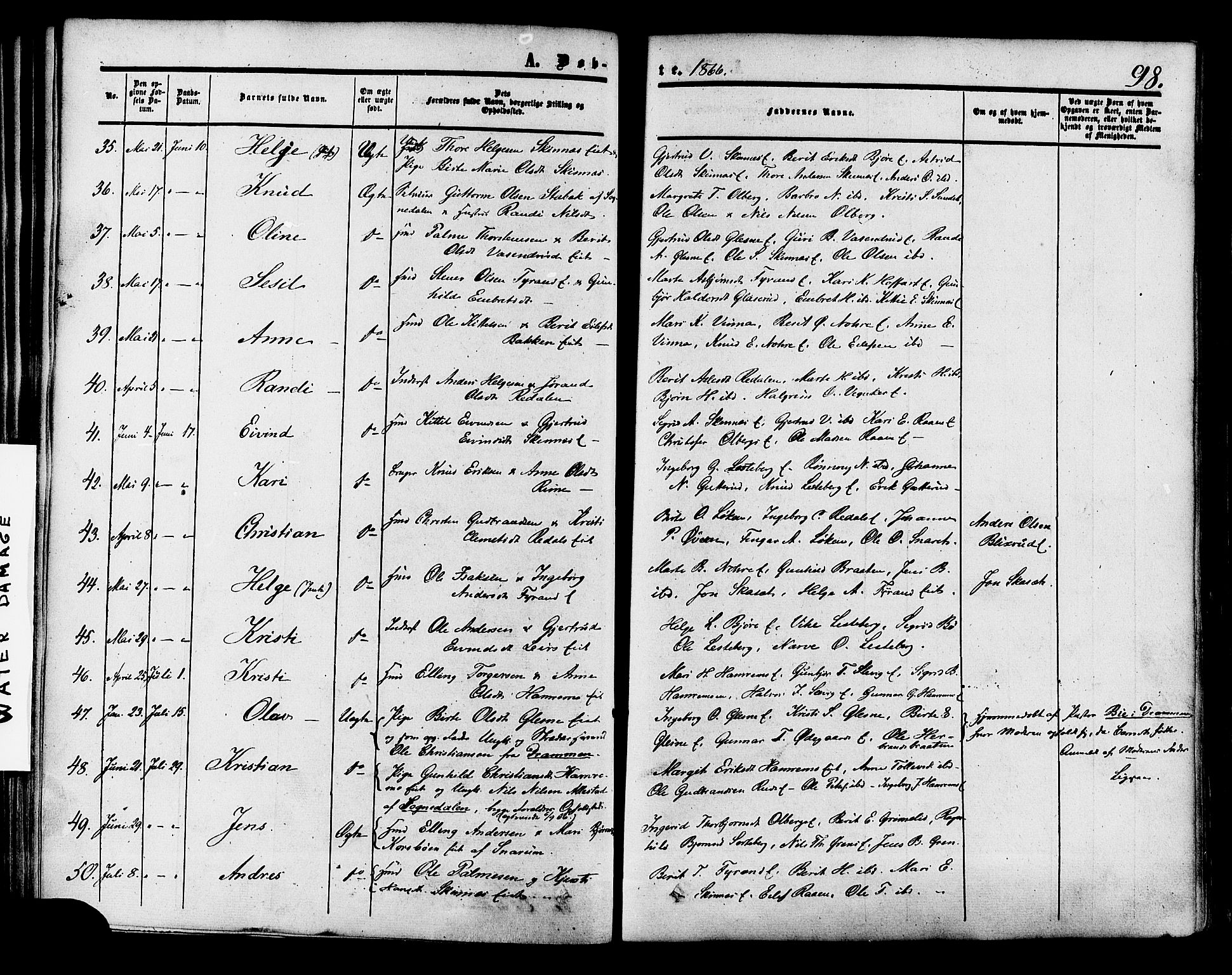 Krødsherad kirkebøker, AV/SAKO-A-19/F/Fa/L0003: Parish register (official) no. 3, 1851-1872, p. 98