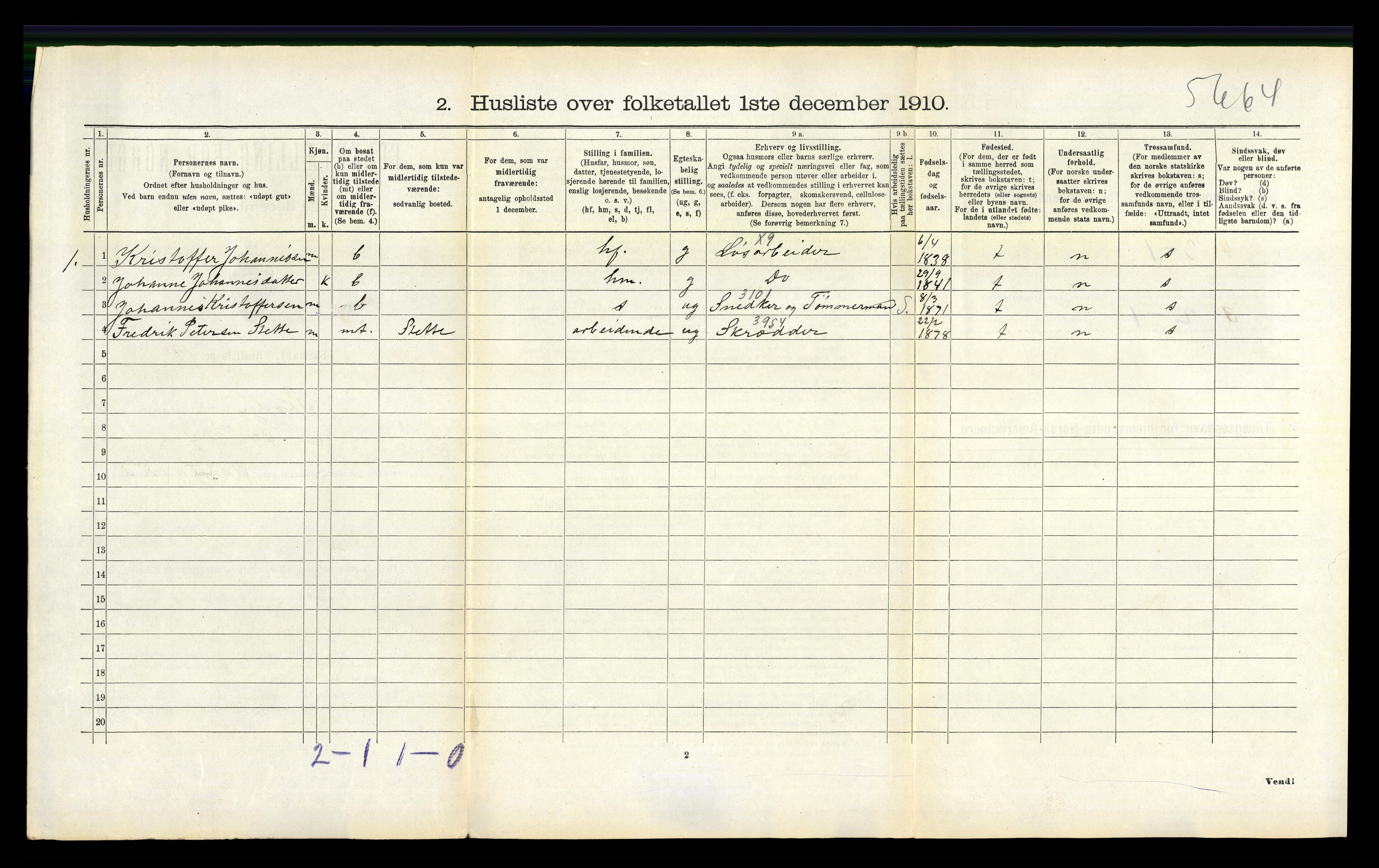 RA, 1910 census for Skodje, 1910, p. 274