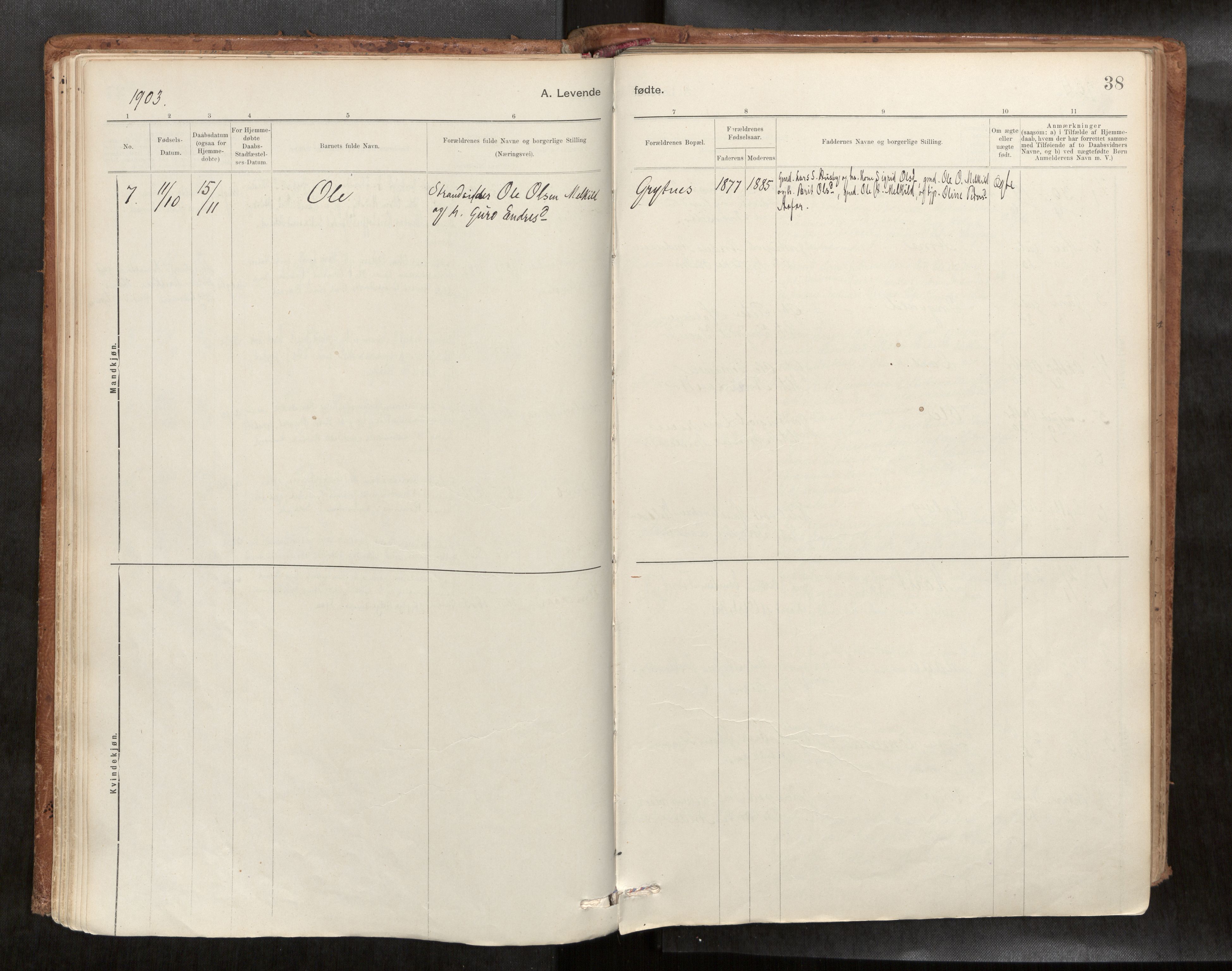 Ministerialprotokoller, klokkerbøker og fødselsregistre - Møre og Romsdal, AV/SAT-A-1454/588/L1006: Parish register (official) no. 588A03, 1886-1912, p. 38