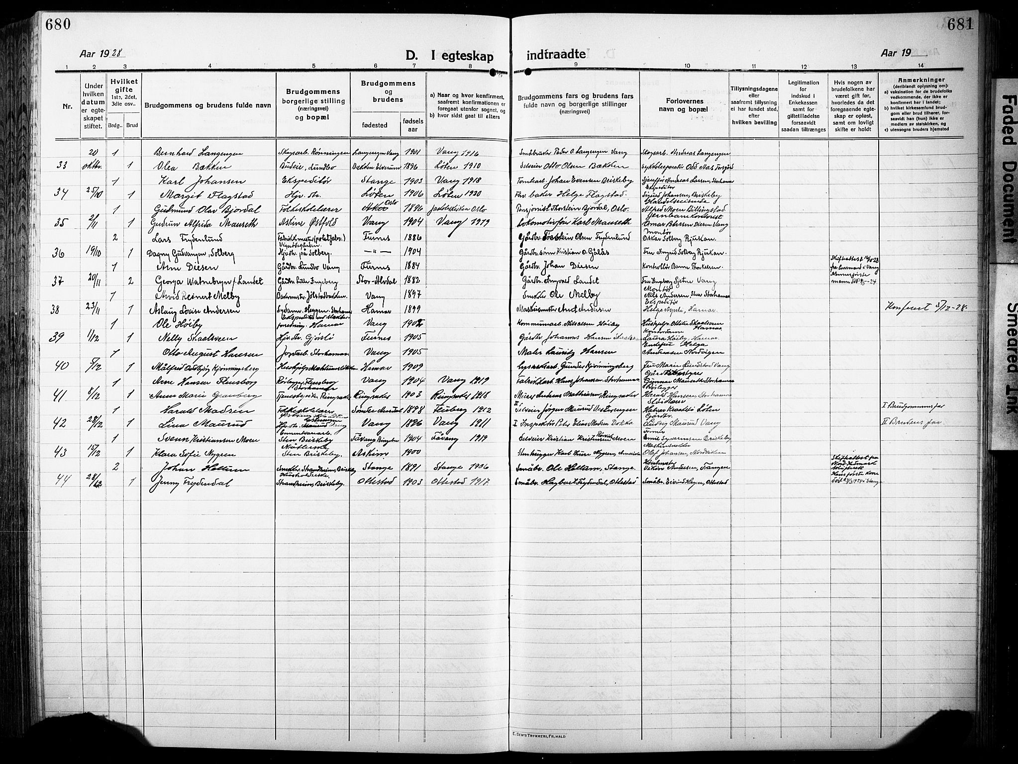 Vang prestekontor, Hedmark, SAH/PREST-008/H/Ha/Hab/L0015: Parish register (copy) no. 15, 1915-1933, p. 680-681