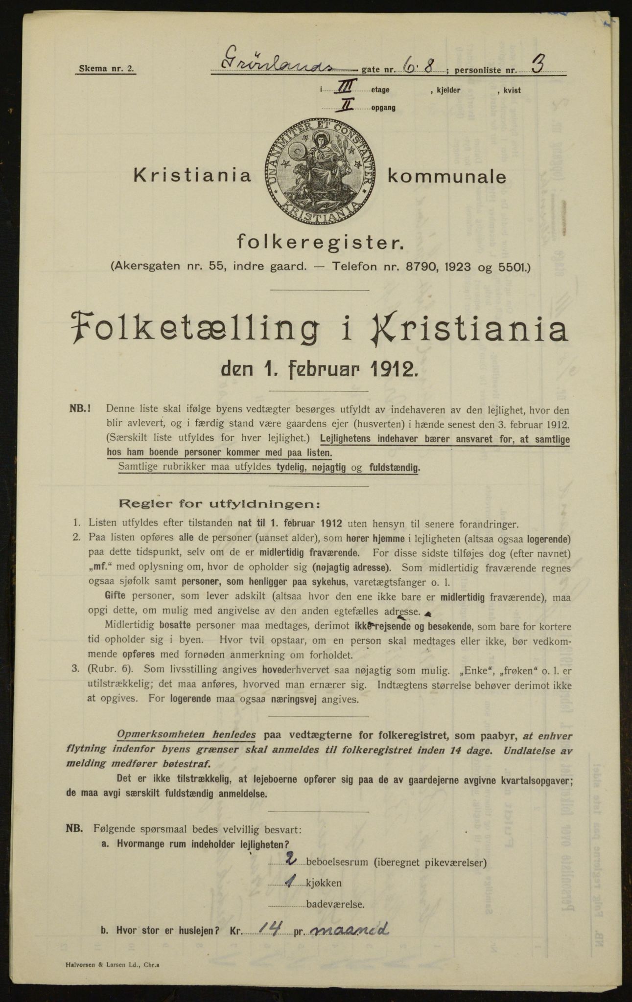 OBA, Municipal Census 1912 for Kristiania, 1912, p. 31004