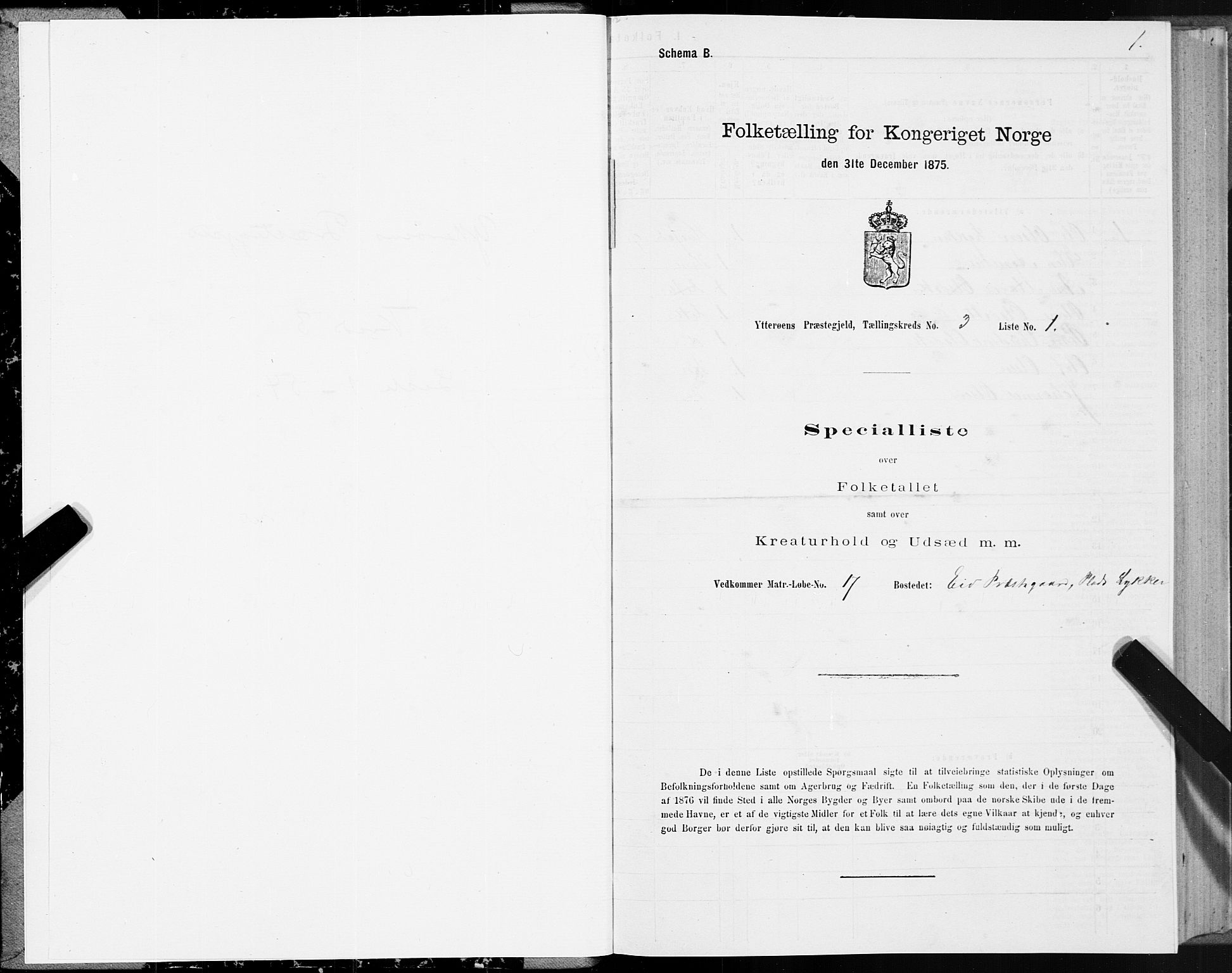 SAT, 1875 census for 1722P Ytterøy, 1875, p. 2001