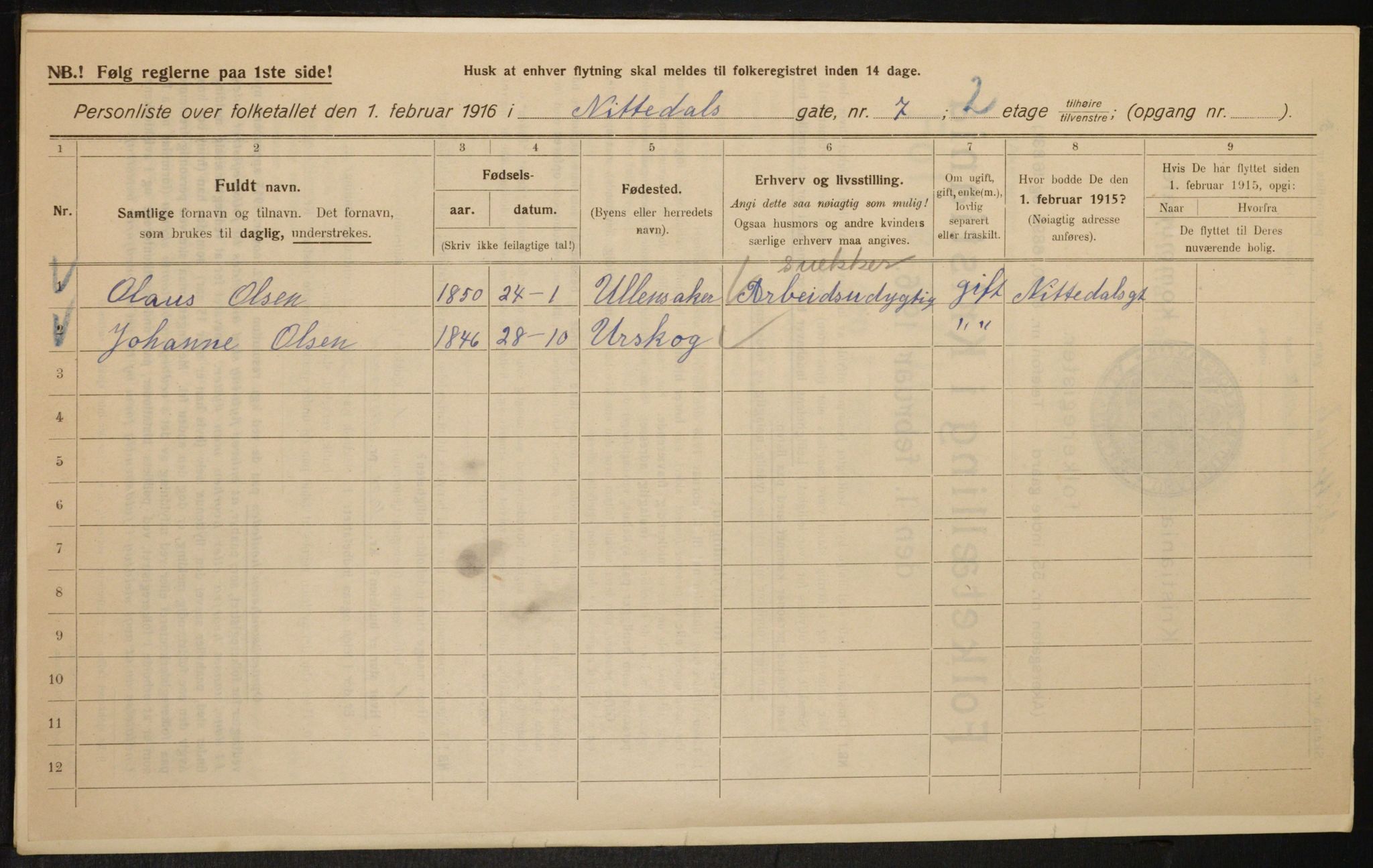 OBA, Municipal Census 1916 for Kristiania, 1916, p. 73033