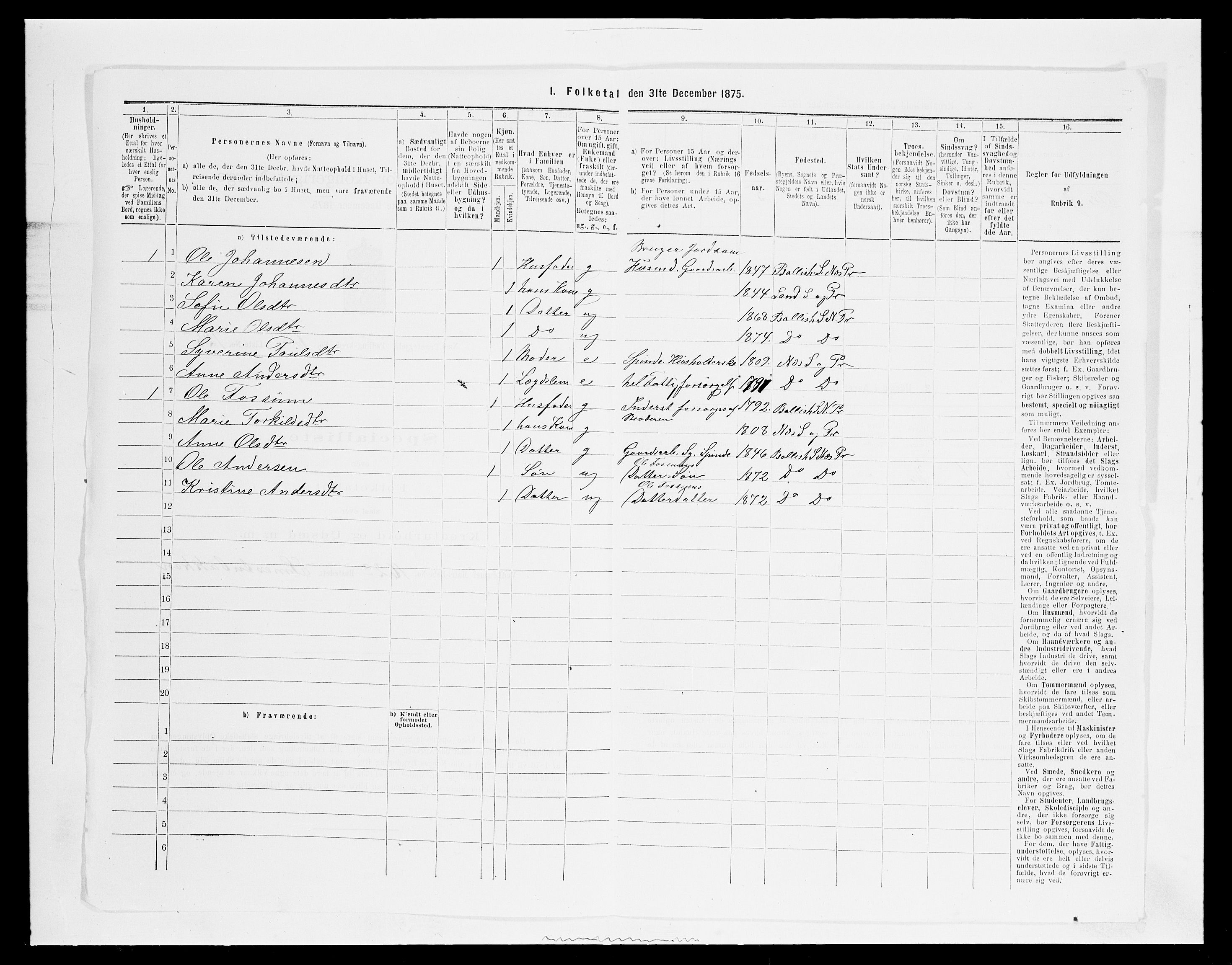 SAH, 1875 census for 0411P Nes, 1875, p. 1198