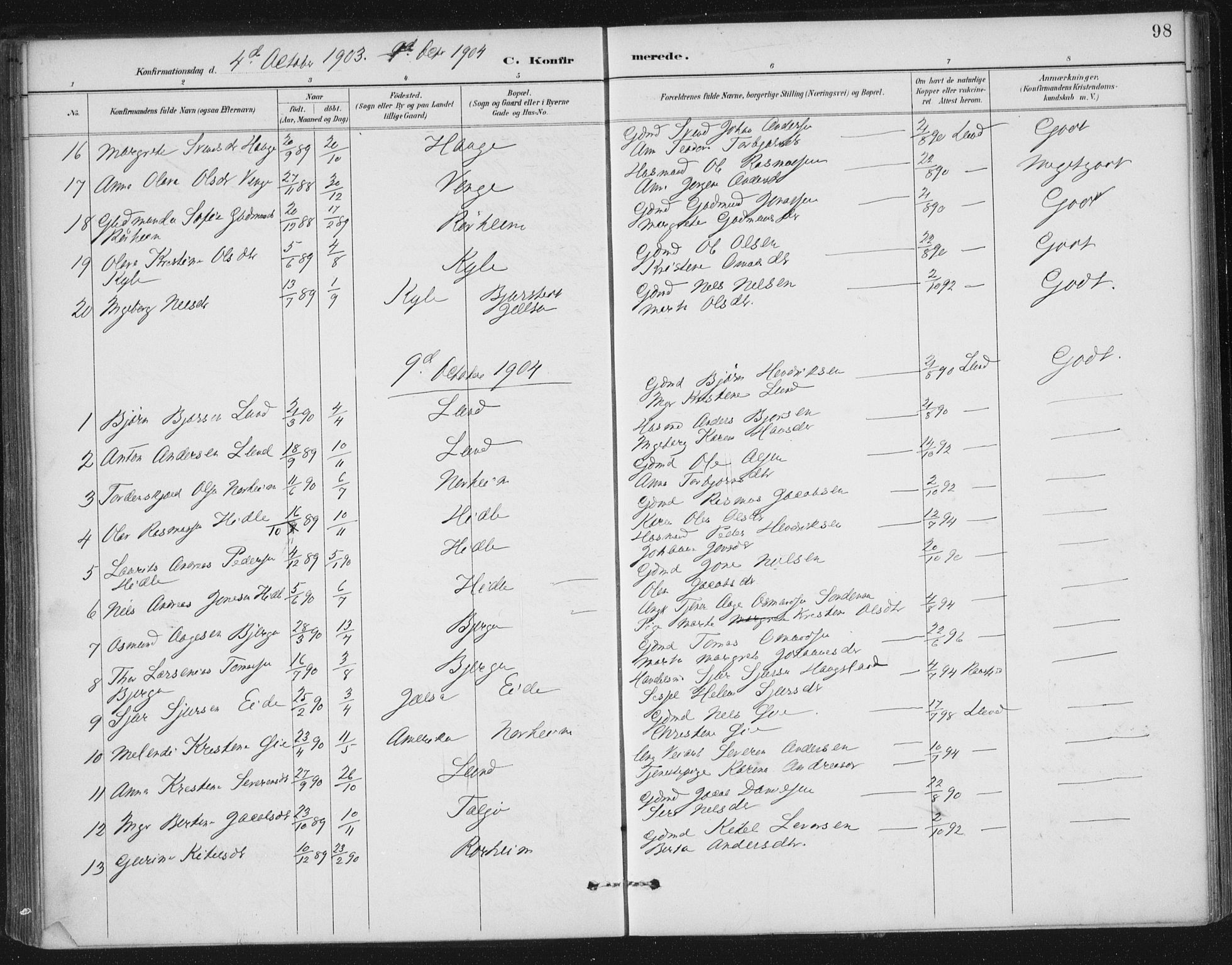 Nedstrand sokneprestkontor, AV/SAST-A-101841/01/IV: Parish register (official) no. A 13, 1887-1915, p. 98