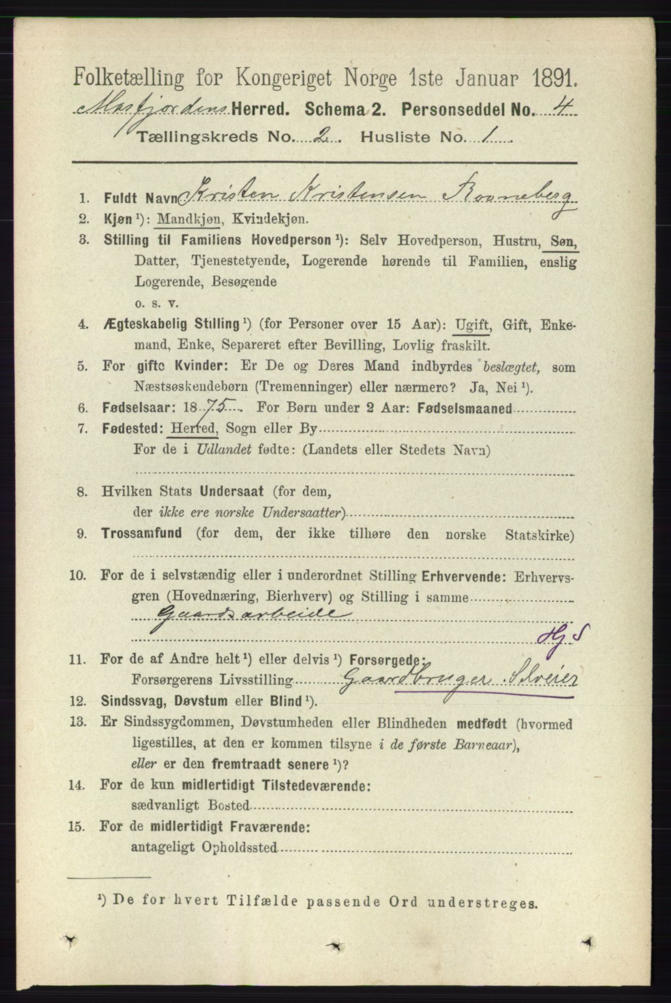 RA, 1891 census for 1266 Masfjorden, 1891, p. 194