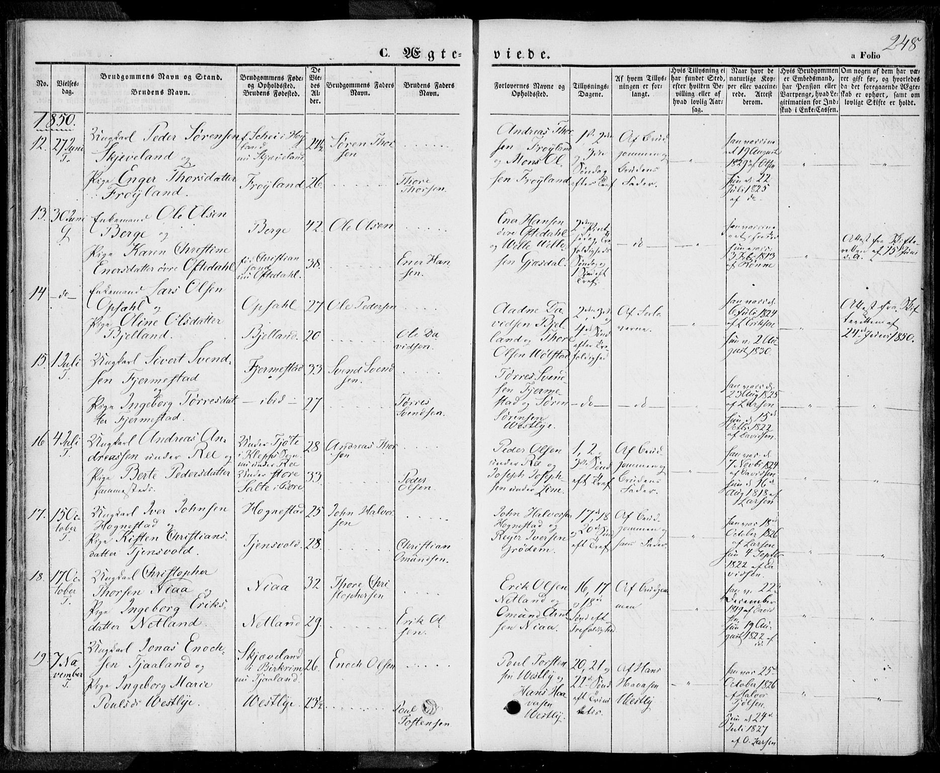 Lye sokneprestkontor, SAST/A-101794/001/30BA/L0006: Parish register (official) no. A 5.2, 1842-1855, p. 248